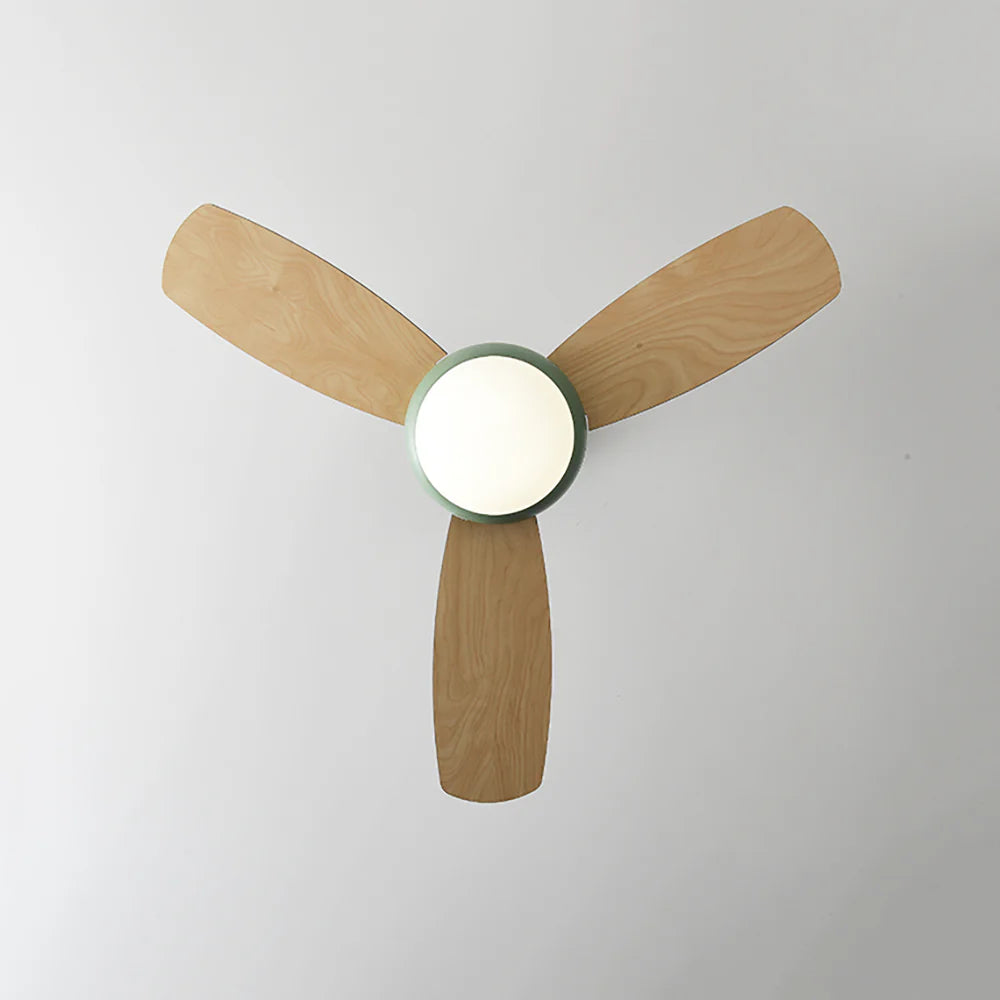 Lámpara de techo de madera con ventilador, diseño macaron