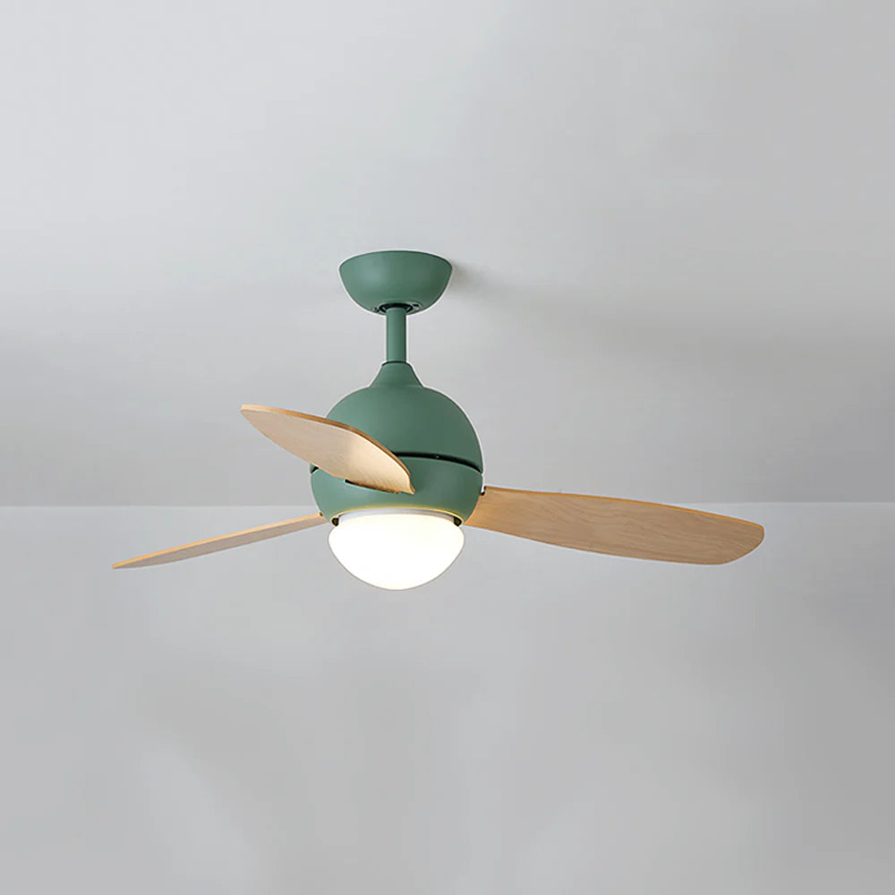 Lámpara de techo de madera con ventilador, diseño macaron