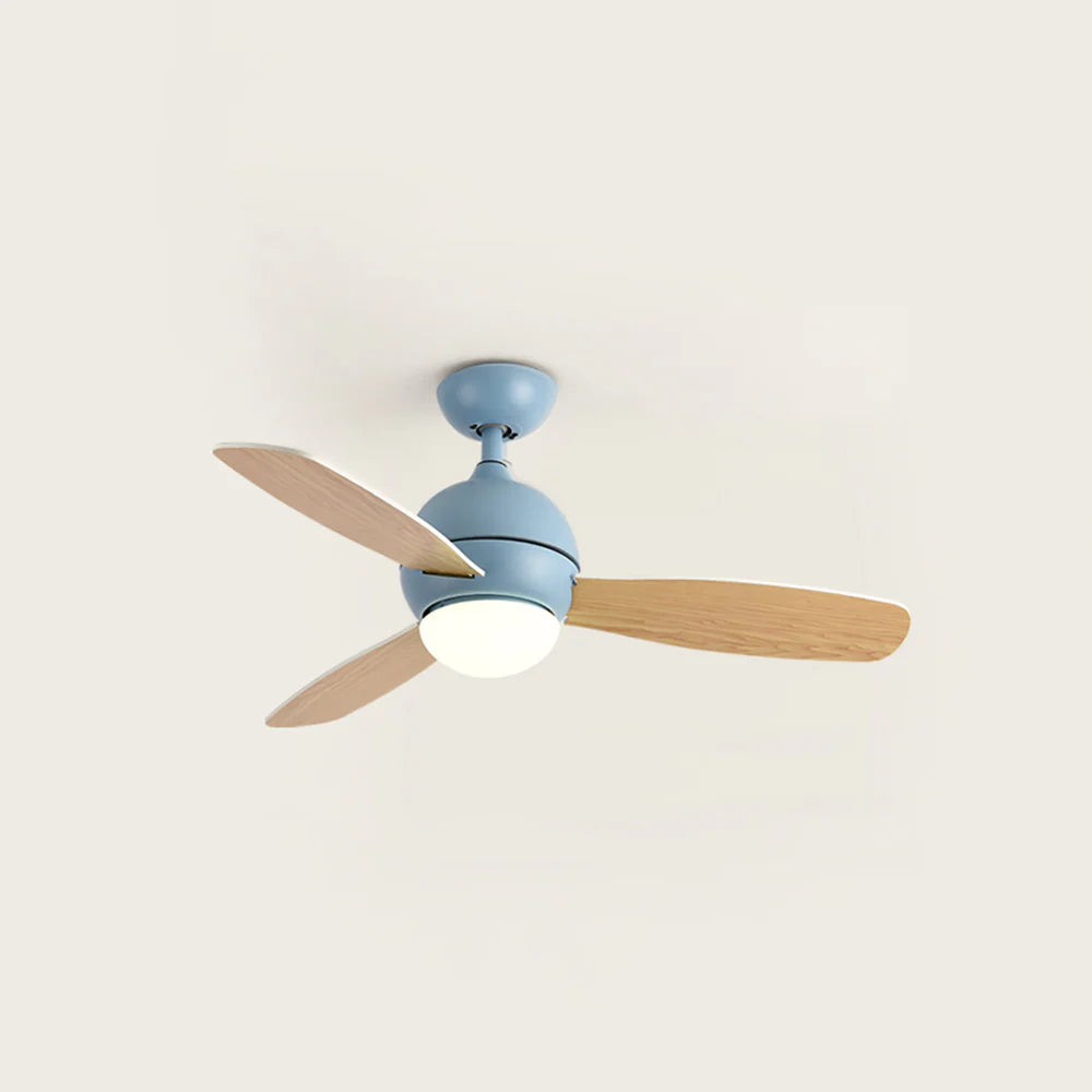 Lámpara de techo de madera con ventilador, diseño macaron