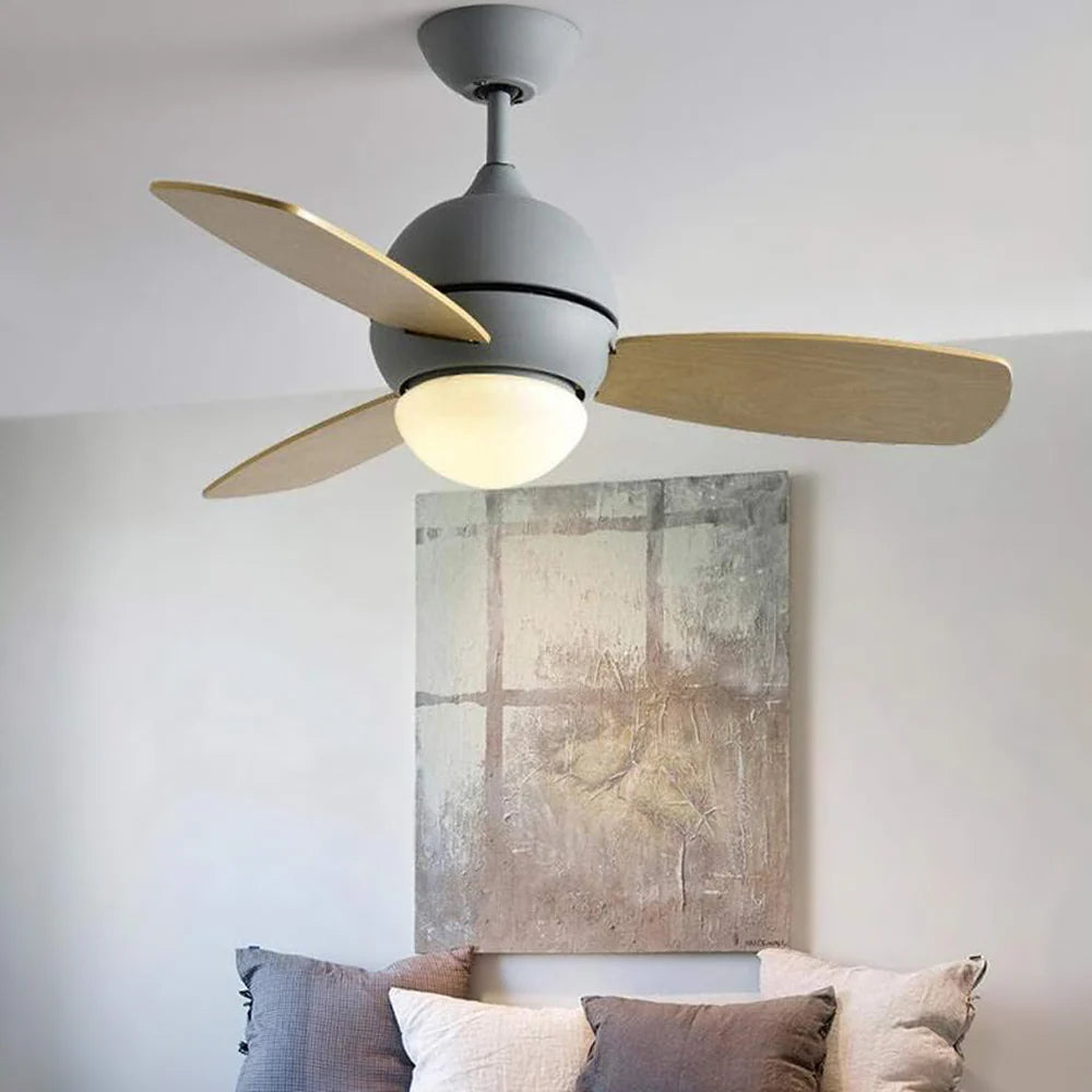 Lámpara de techo de madera con ventilador, diseño macaron