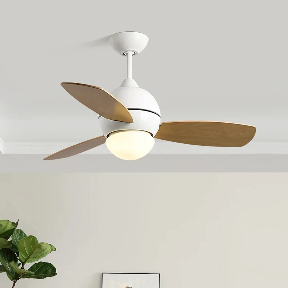 Lámpara de techo de madera con ventilador, diseño macaron