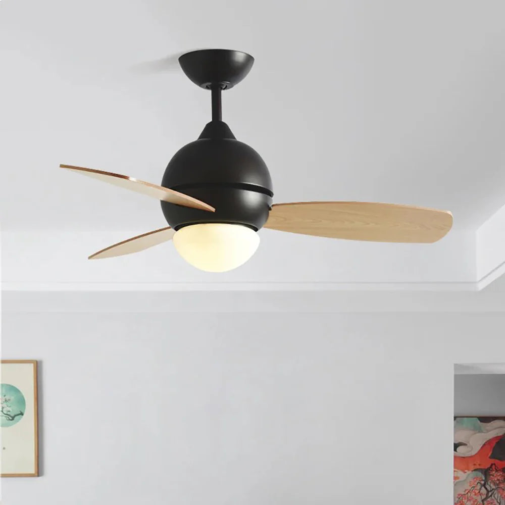 Lámpara de techo de madera con ventilador, diseño macaron