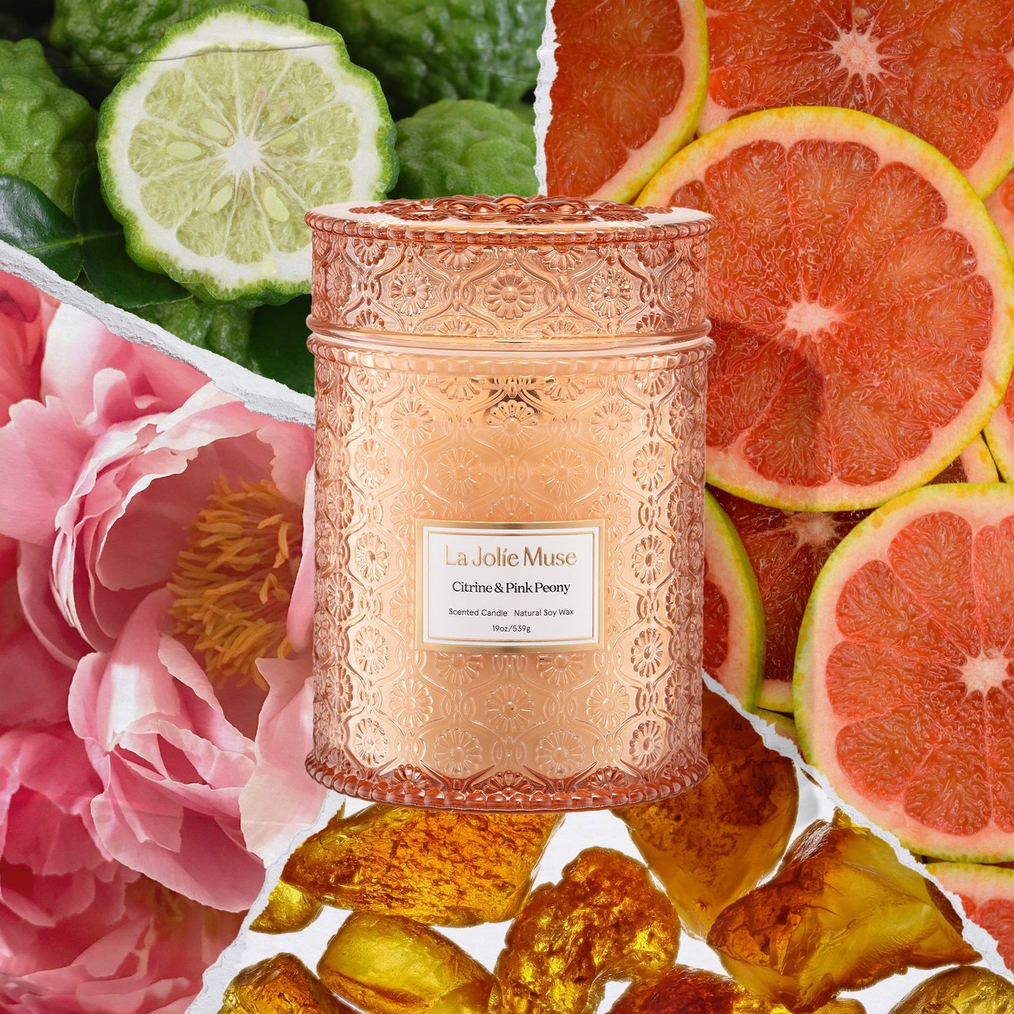 Maelyn - Citrine & Pink Peony 19oz Candle