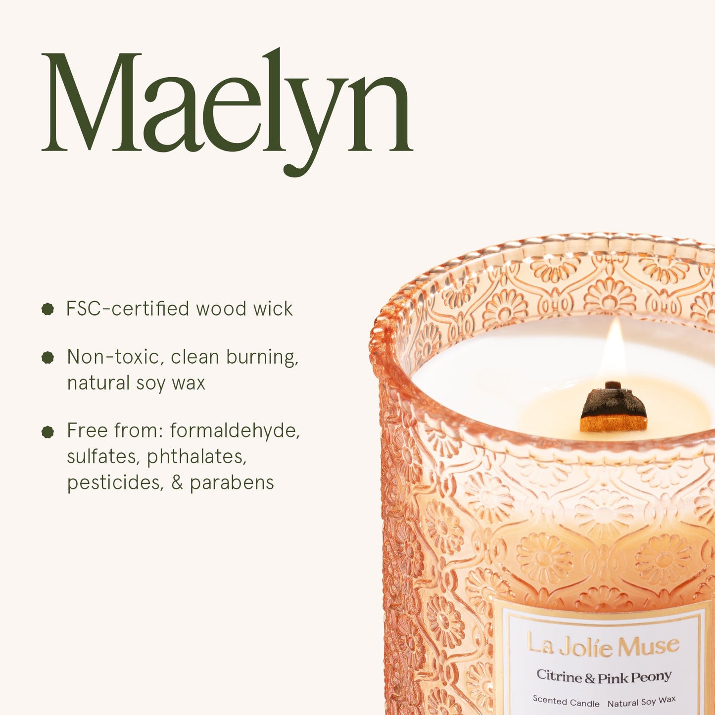 Maelyn - Citrine & Pink Peony 19oz Candle