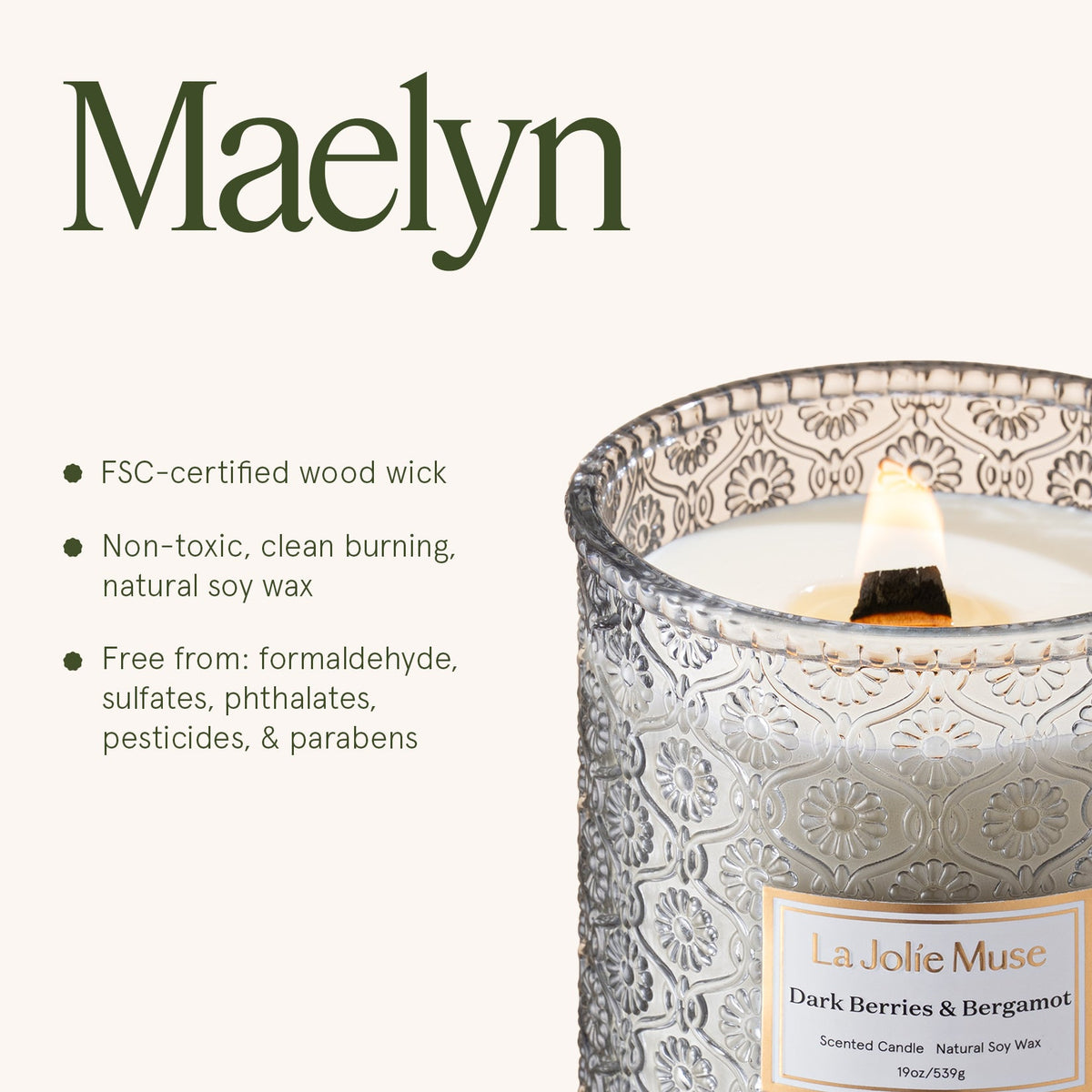 Maelyn - Dark Berries & Bergamot 19oz Candle