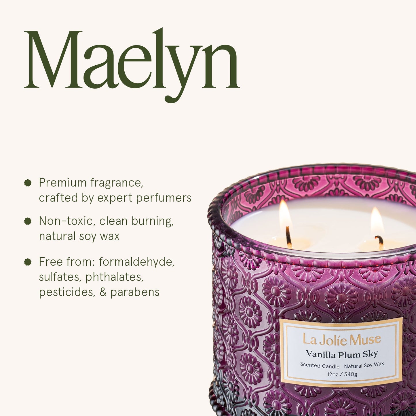 Maelyn - Vanilla Plum Sky 12oz Candle