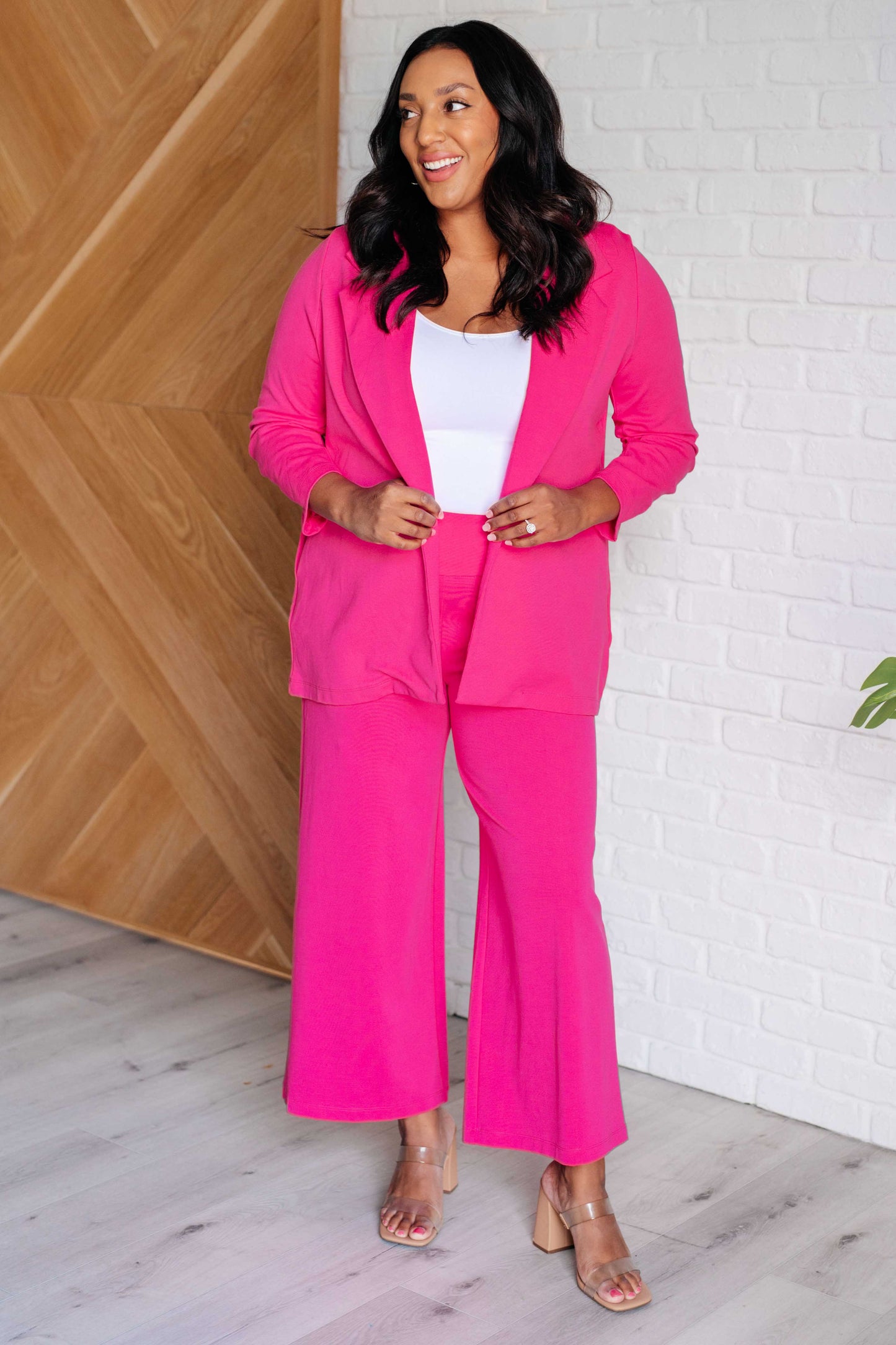 Blazer de manga tres cuartos Magic en rosa intenso