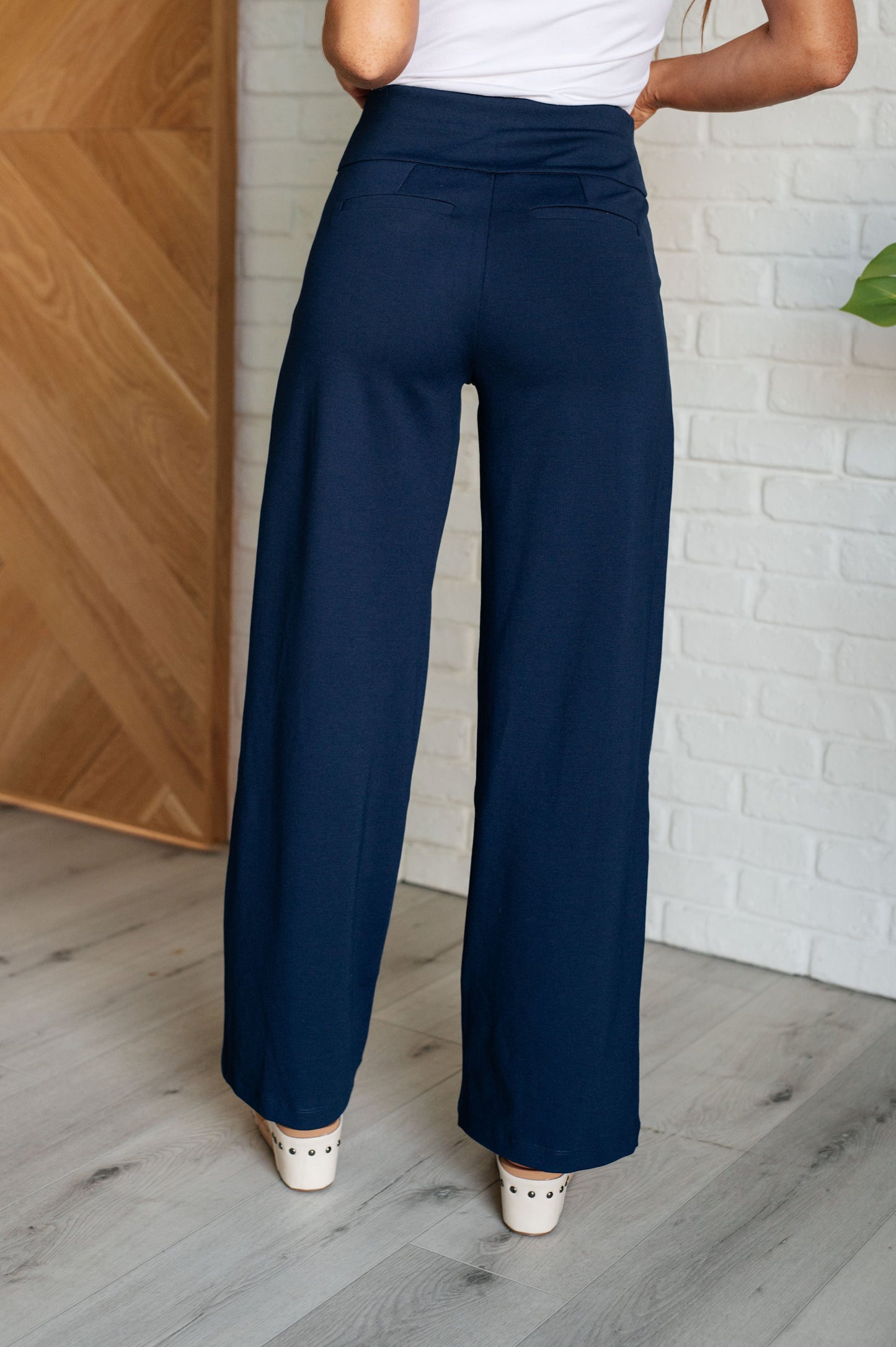 Pantalones Mágicos de Pierna Ancha en Azul Marino