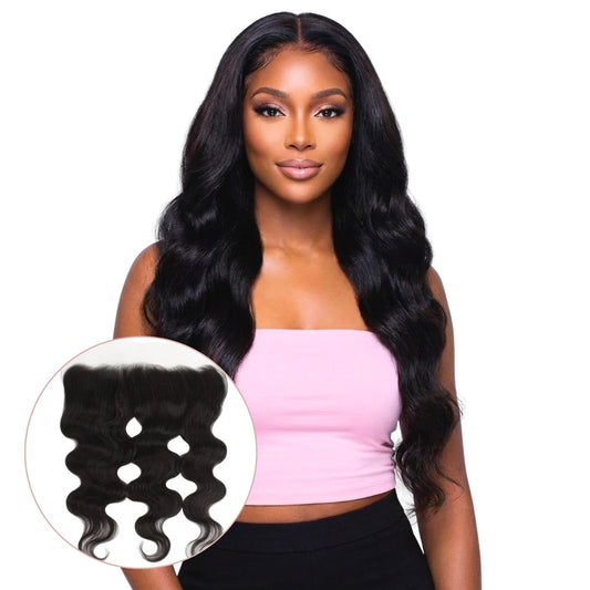 Frontal de Cabello Humano de Encaje Transparente 13x4 con Ondas Corporales Malayas