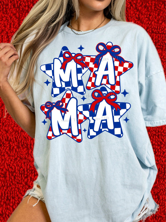 Camisetas a juego familiares de barras y estrellas