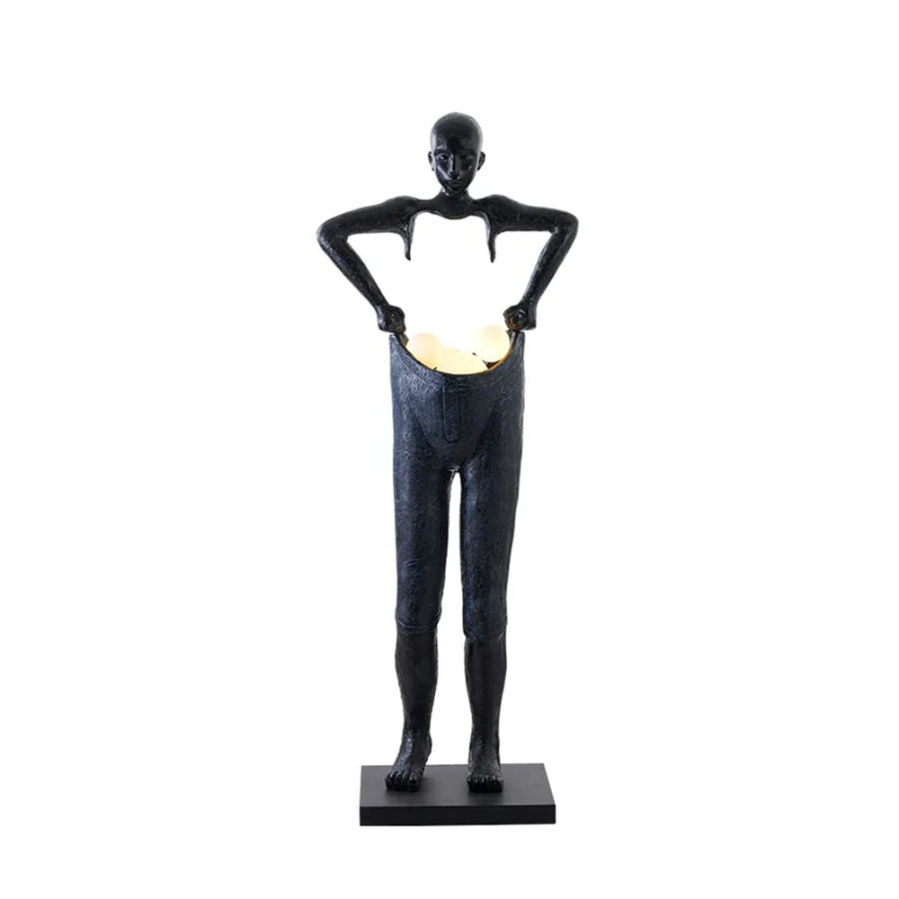 Lámpara de pie de estatua de hombre con pantalones