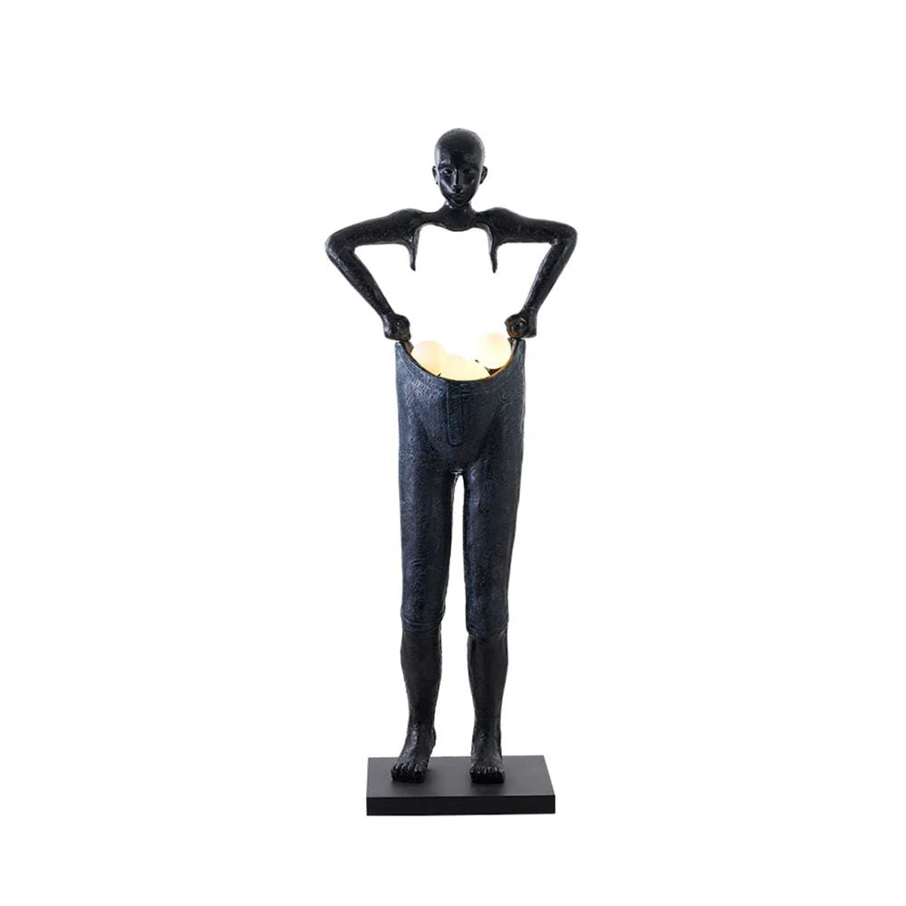 Lámpara de pie de estatua de hombre con pantalones