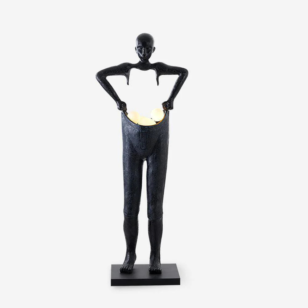 Lámpara de pie de estatua de hombre con pantalones