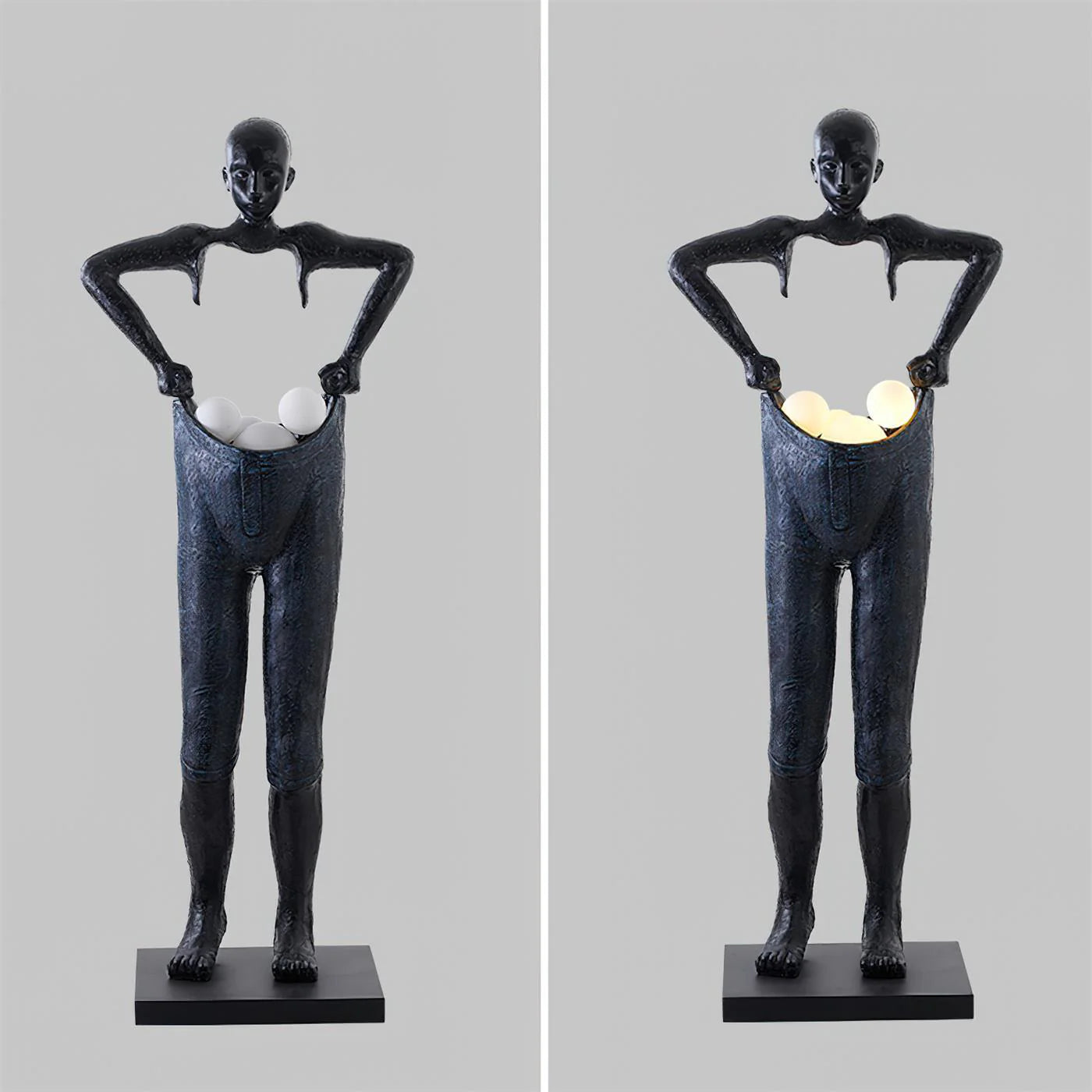 Lámpara de pie de estatua de hombre con pantalones