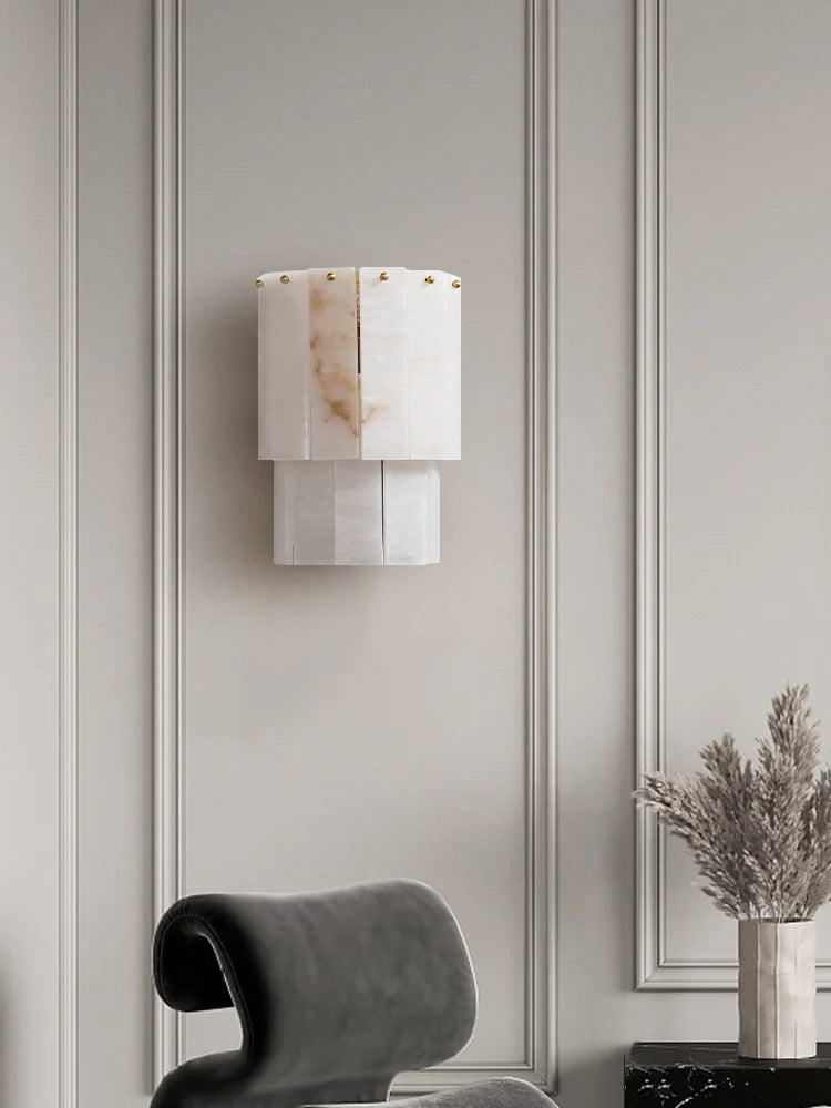 Lámpara de pared de 2 capas de alabastro