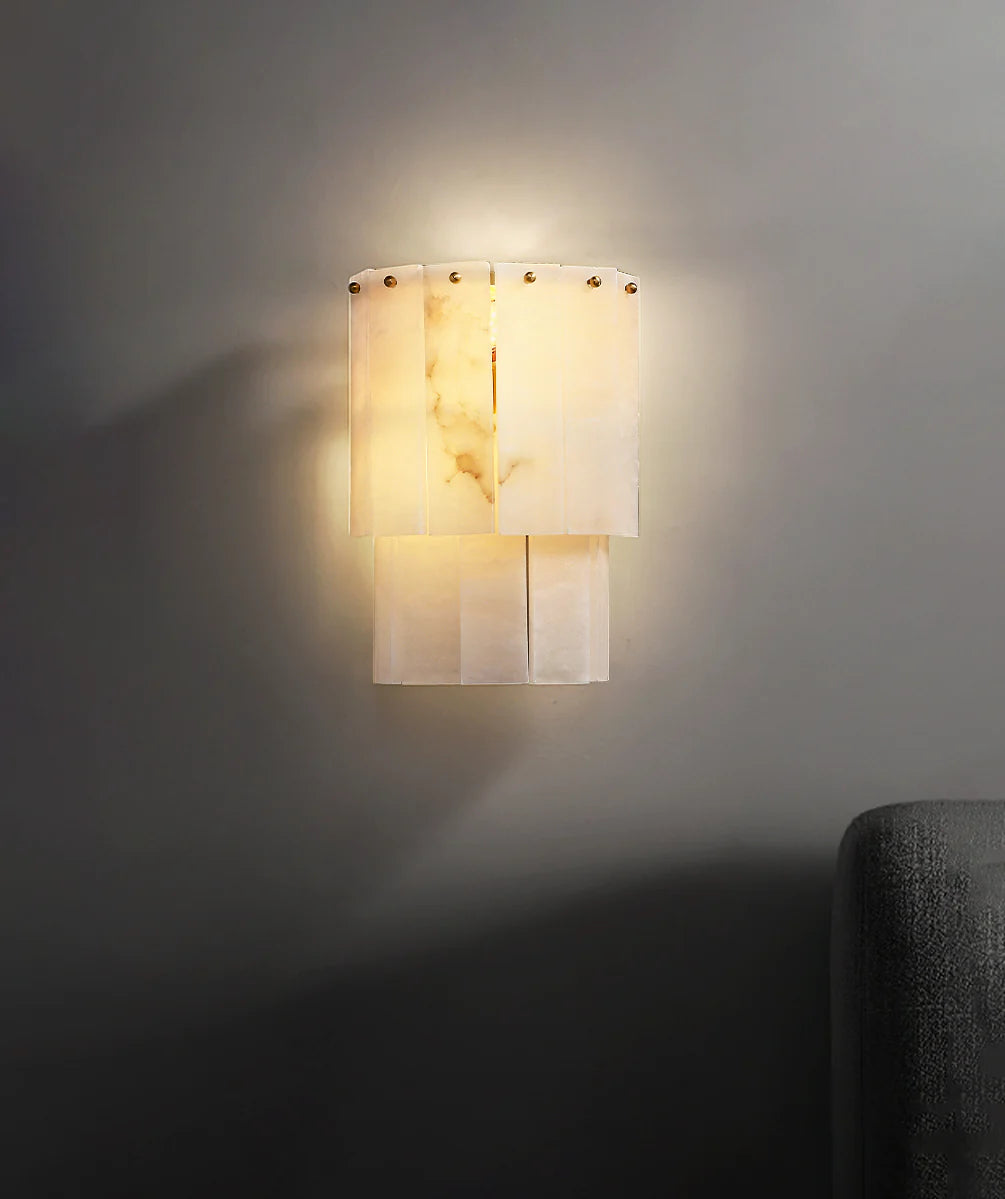 Lámpara de pared de 2 capas de alabastro