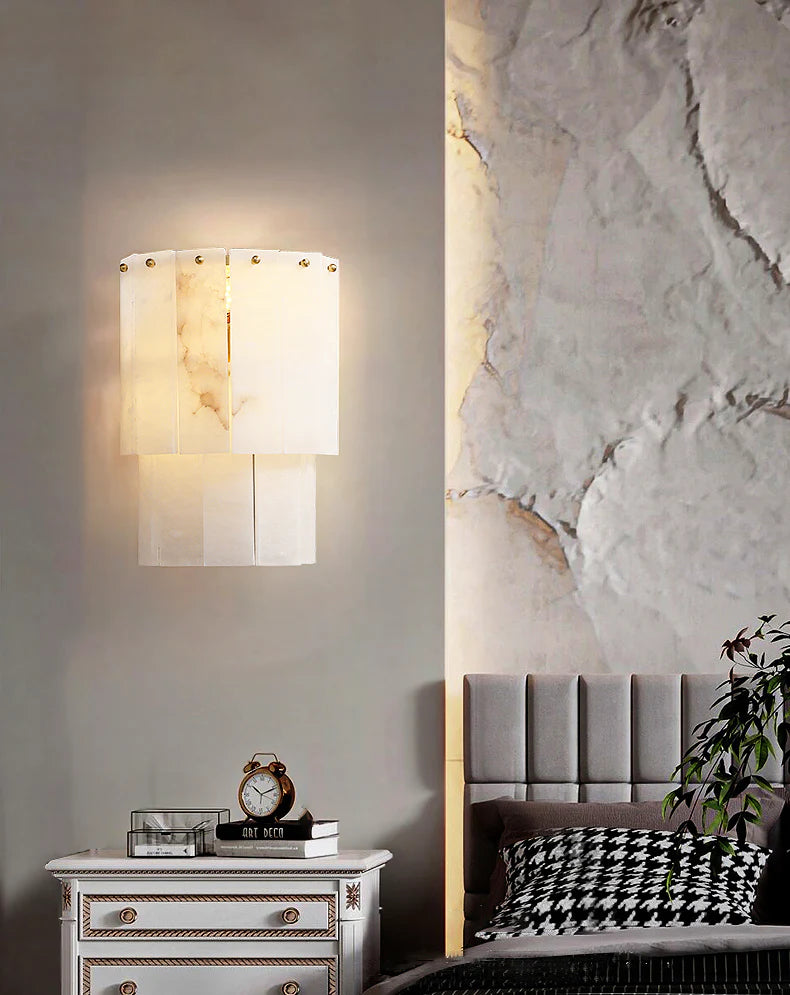 Lámpara de pared de 2 capas de alabastro