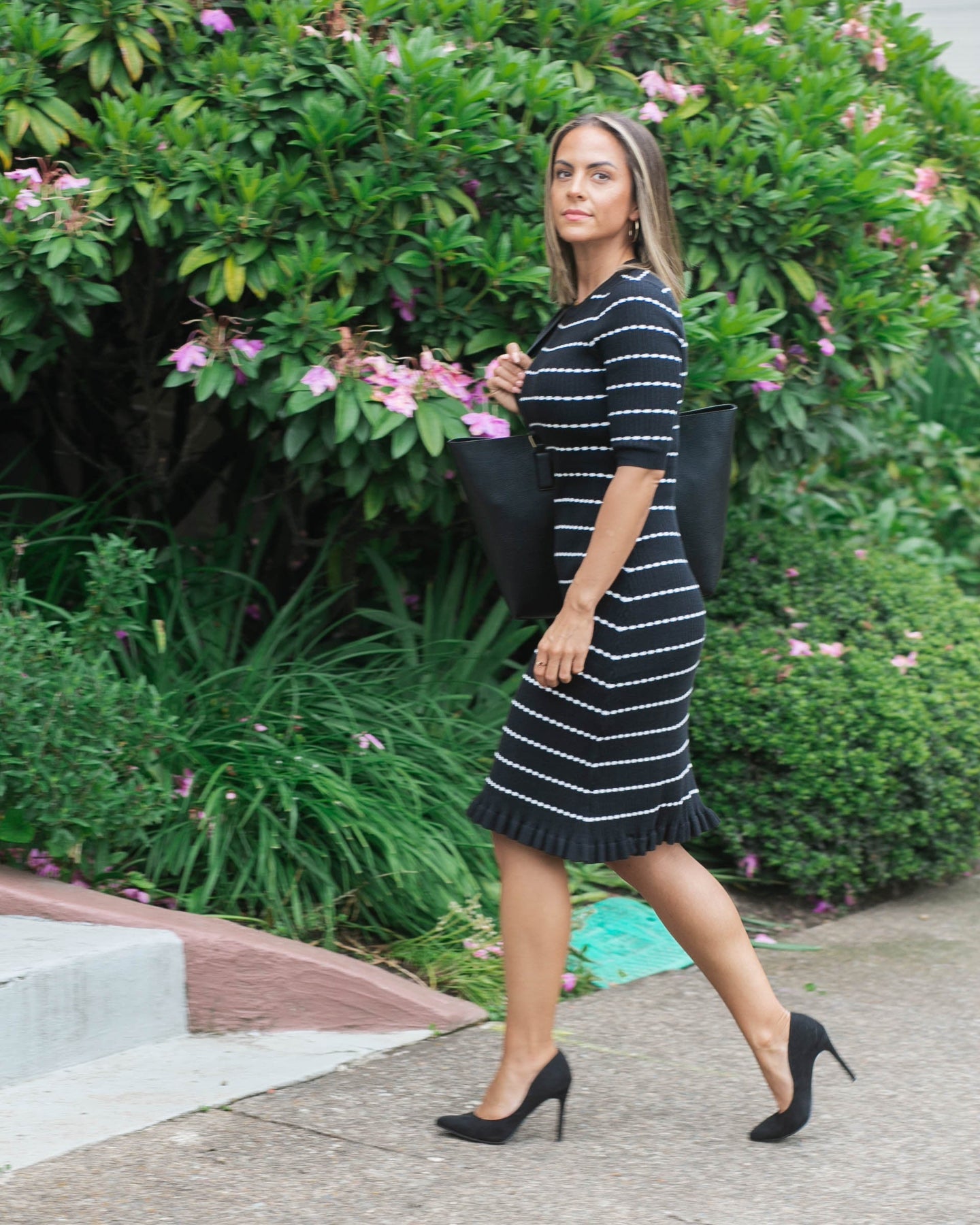 Vestido de punto a rayas para maternidad y lactancia Louie