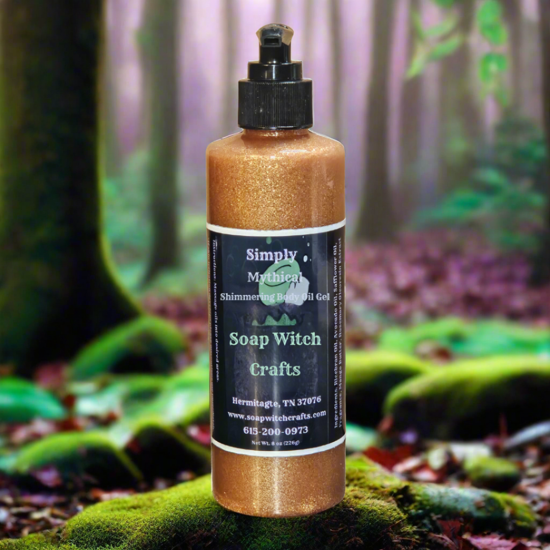 Gel de aceite corporal con destellos Simply Mythical - Crema de fresa y lavanda