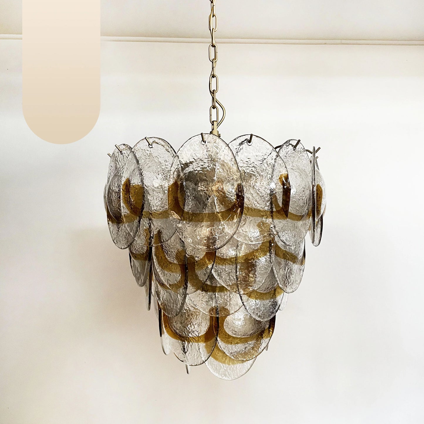 Lámpara de araña Mazzega Murano de cristal ámbar transparente