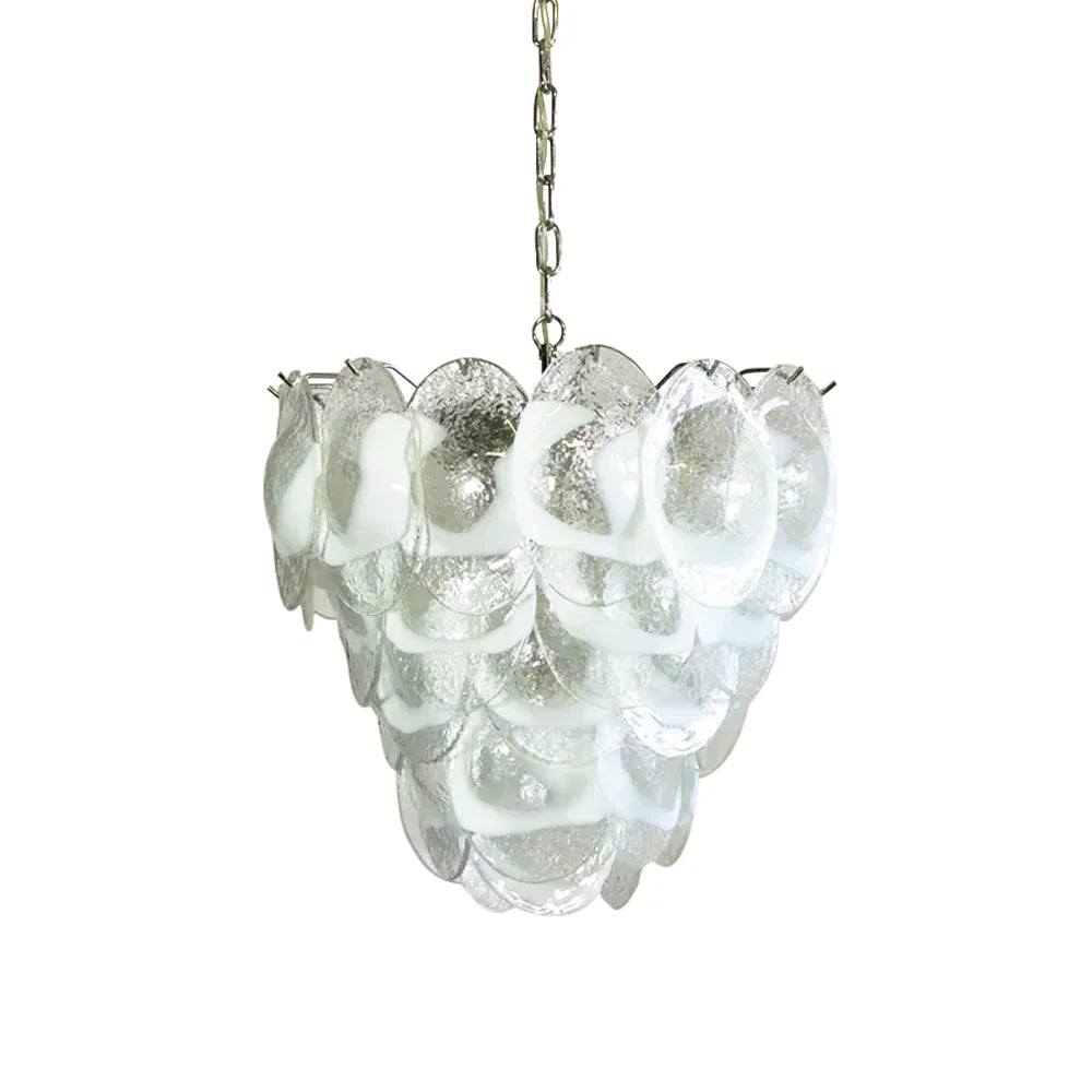 Lámpara de Araña Mazzega Murano de Cristal Blanco Transparente