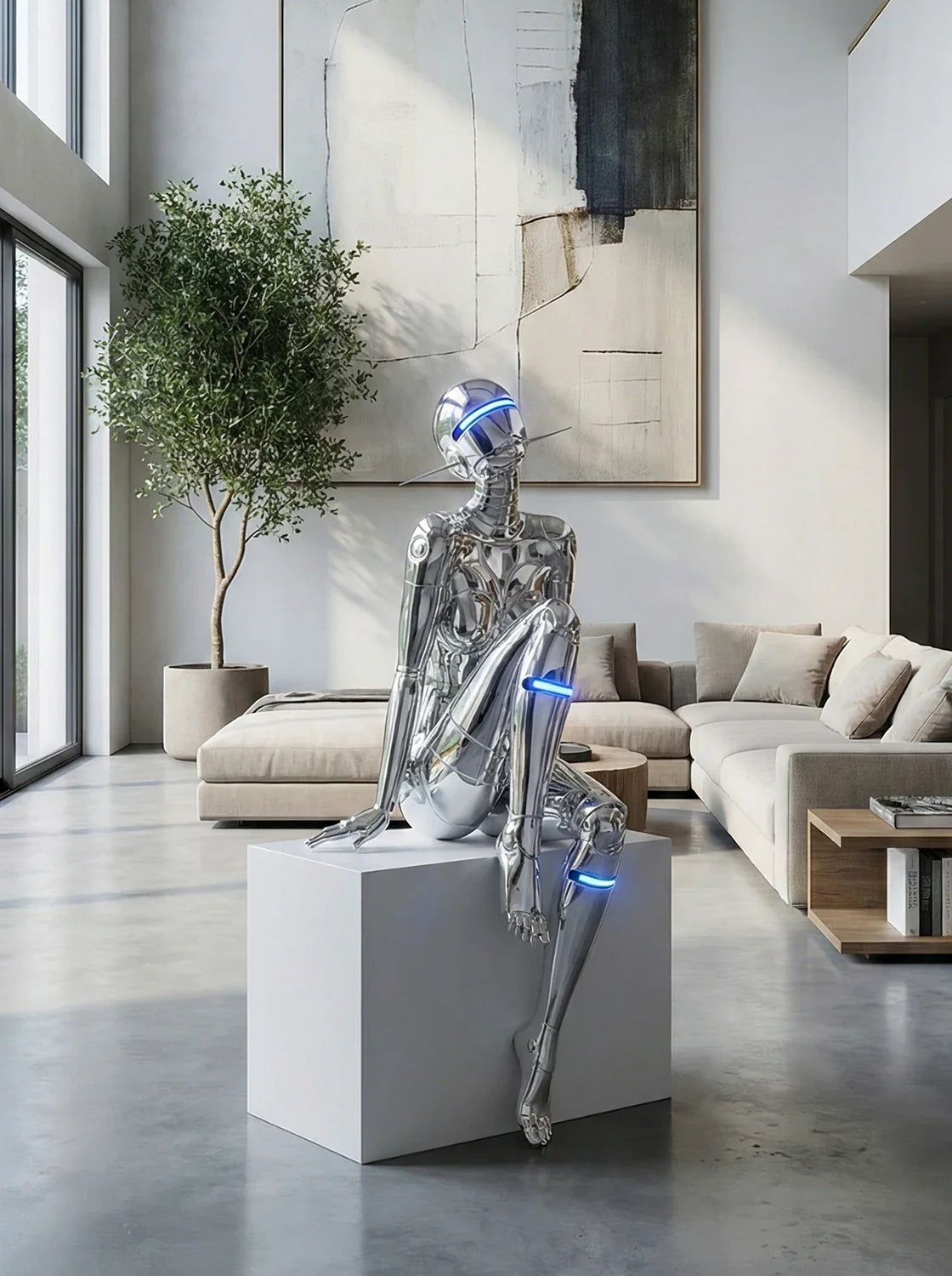 Lámpara de pie Escultura de Diosa Tecnológica Mecánica