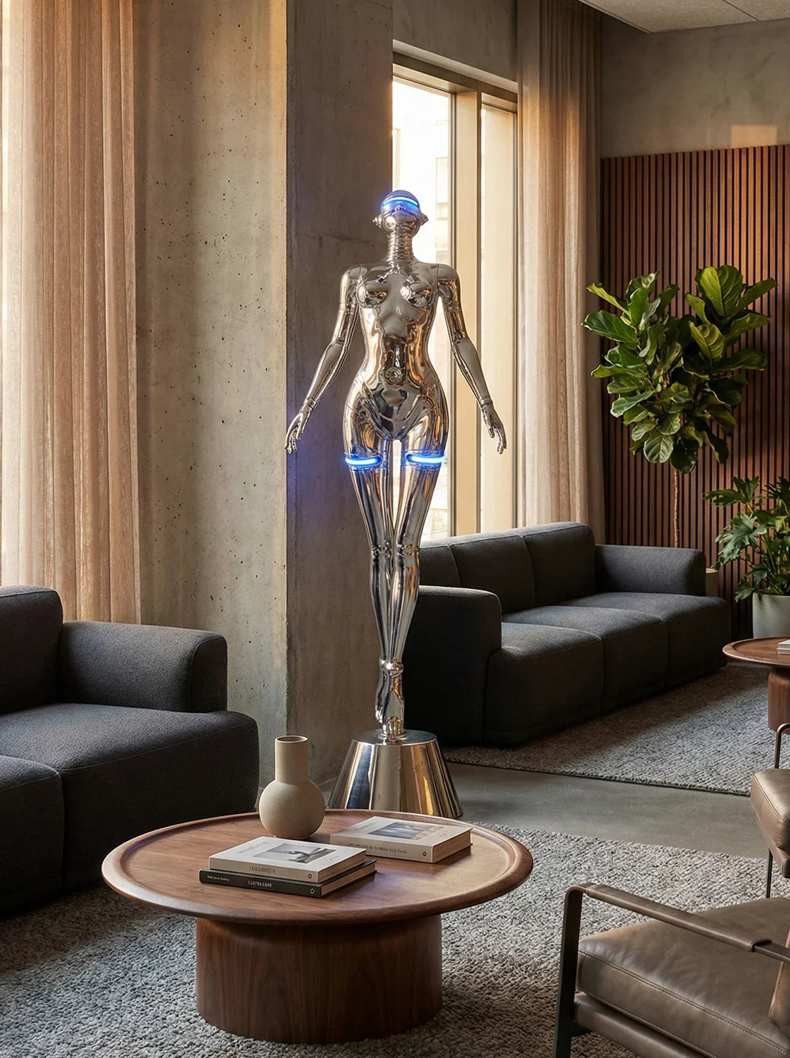 Lámpara de pie Escultura de Diosa Tecnológica Mecánica