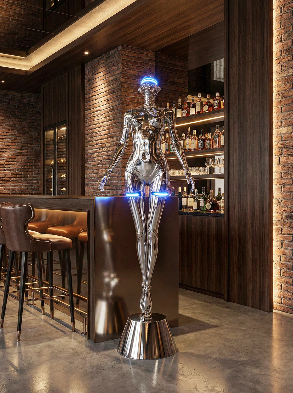 Lámpara de pie Escultura de Diosa Tecnológica Mecánica