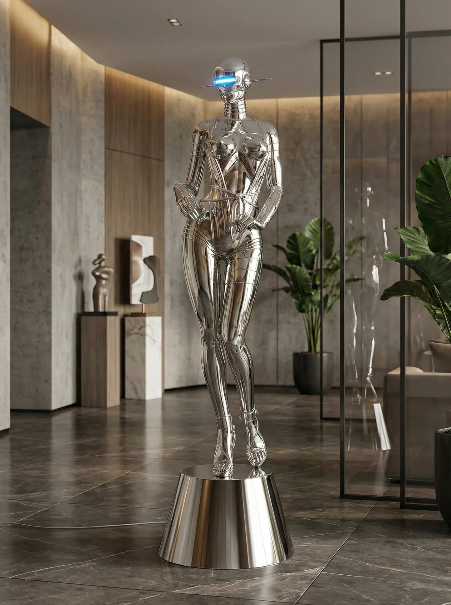 Lámpara de pie Escultura de Diosa Tecnológica Mecánica