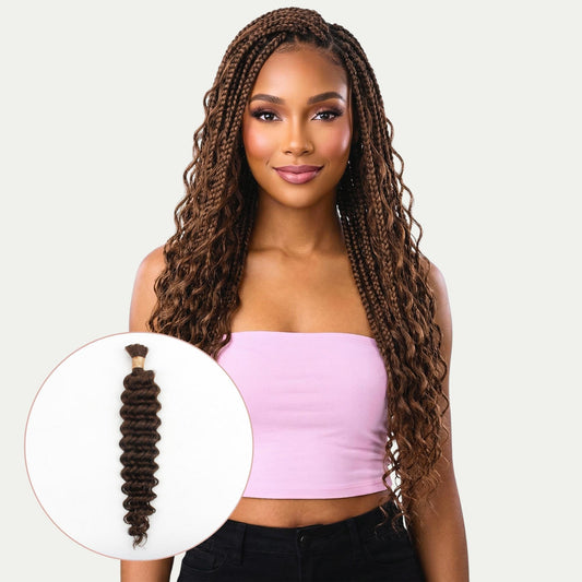 Cabello trenzado 100 % humano a granel, Color 4, Ondas profundas, Castaño medio