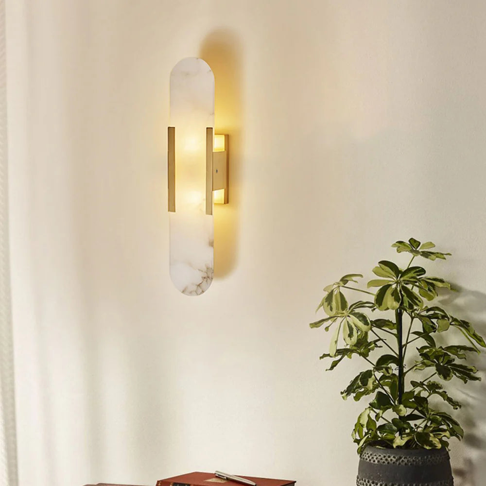 Lámpara de pared alargada de alabastro Melange