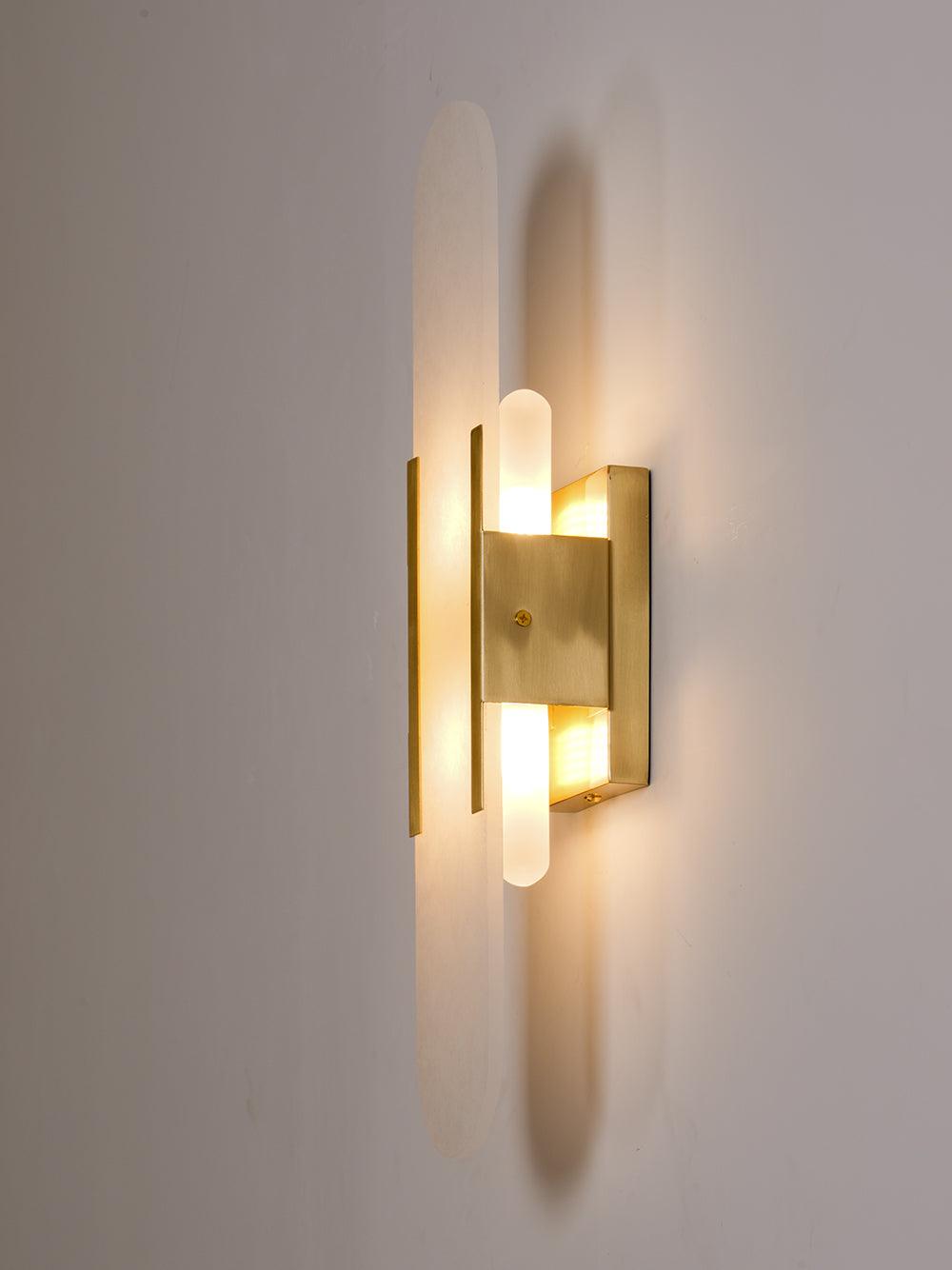 Alvora | Oblong Alabaster Wall Sconce with Brass Accents | Warm Diffused Glow for Foyers
