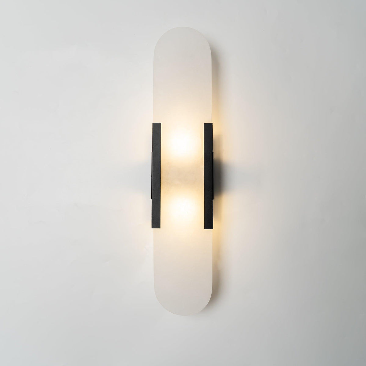 Alvora | Oblong Alabaster Wall Sconce with Brass Accents | Warm Diffused Glow for Foyers