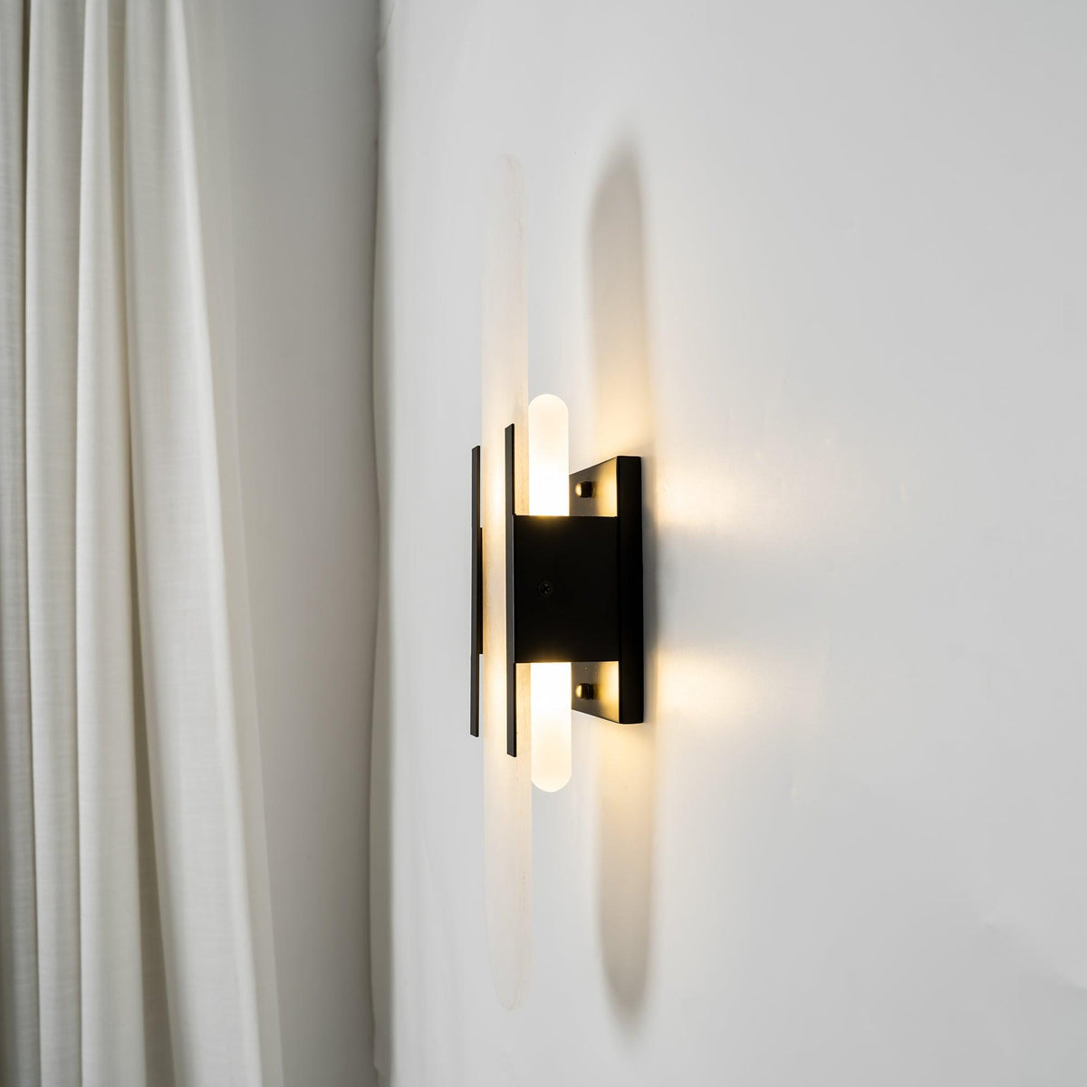 Alvora | Oblong Alabaster Wall Sconce with Brass Accents | Warm Diffused Glow for Foyers