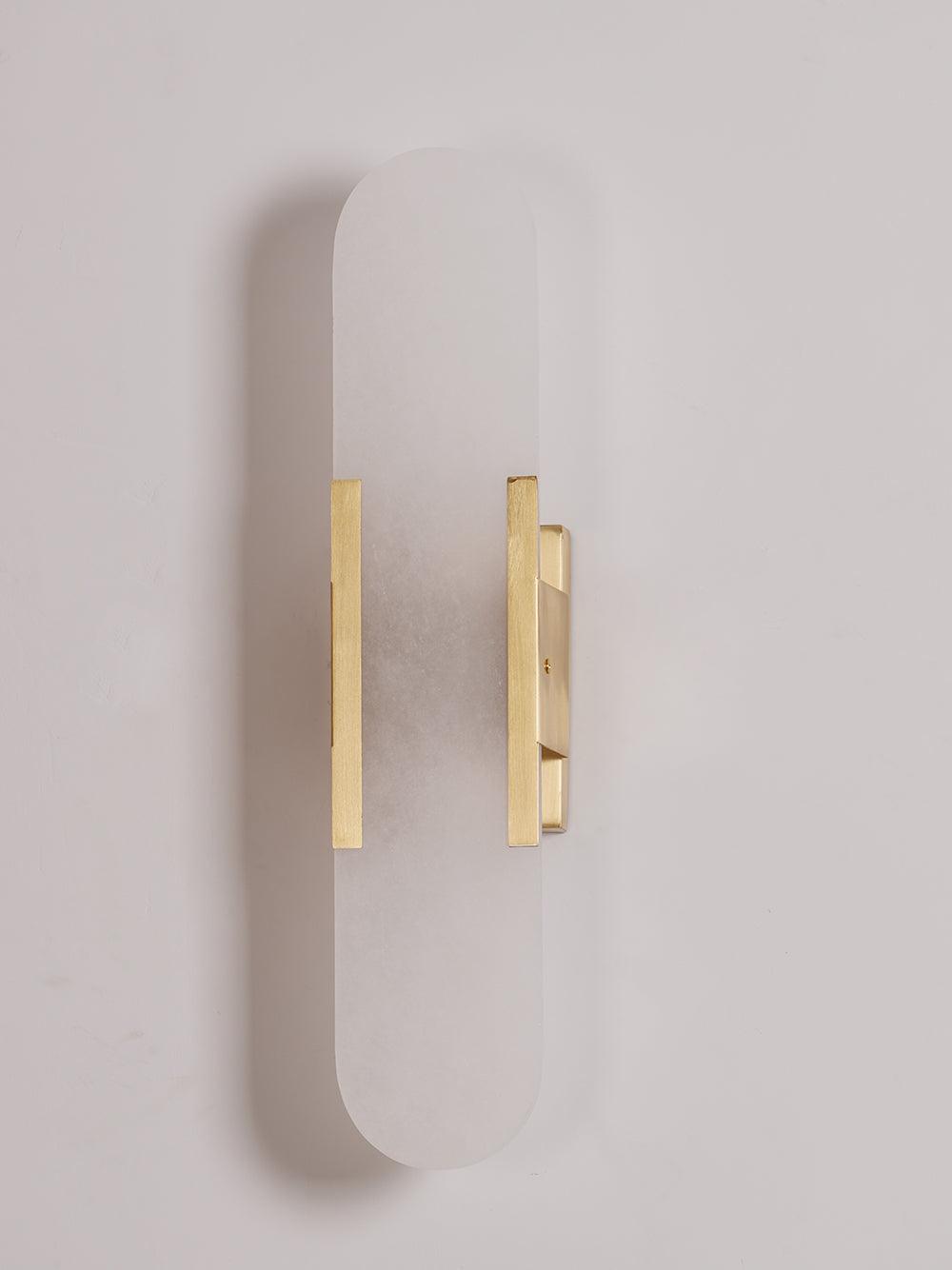Alvora | Oblong Alabaster Wall Sconce with Brass Accents | Warm Diffused Glow for Foyers