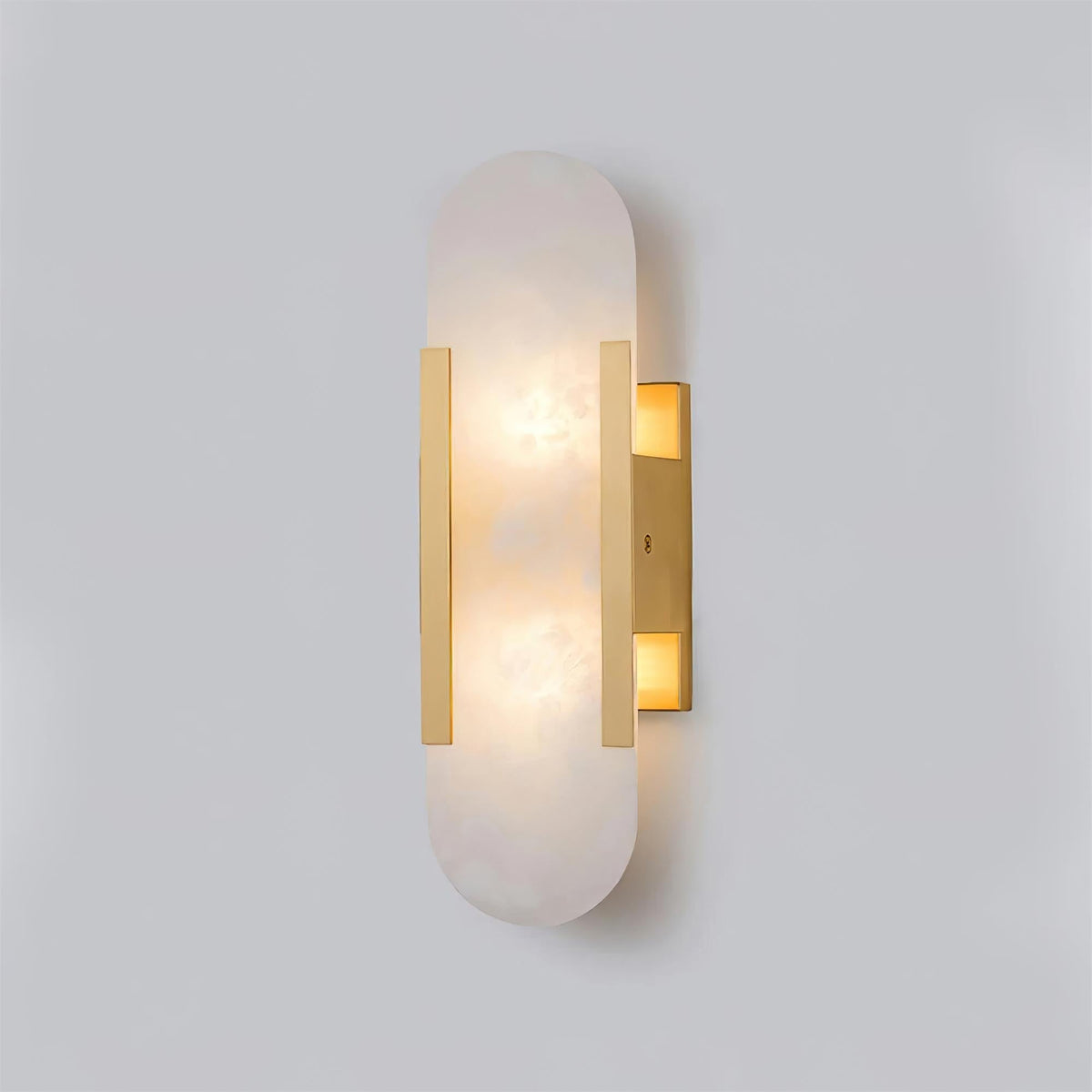 Alvora | Oblong Alabaster Wall Sconce with Brass Accents | Warm Diffused Glow for Foyers