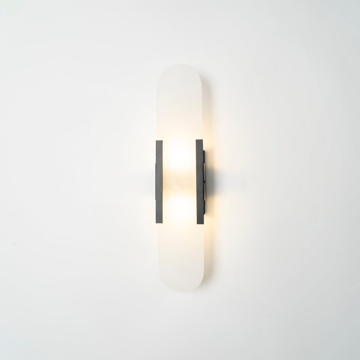 Alvora | Oblong Alabaster Wall Sconce with Brass Accents | Warm Diffused Glow for Foyers