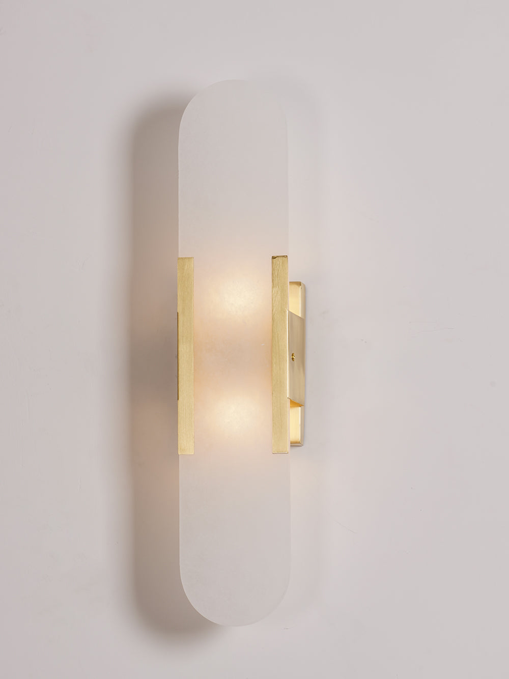Alvora | Oblong Alabaster Wall Sconce with Brass Accents | Warm Diffused Glow for Foyers