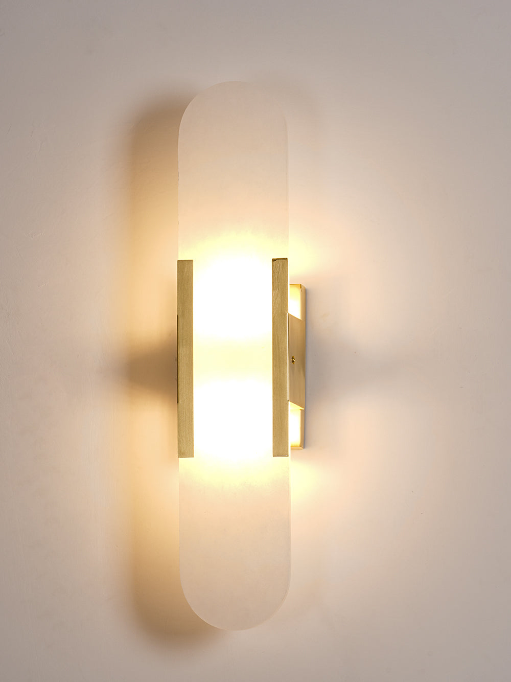 Alvora | Oblong Alabaster Wall Sconce with Brass Accents | Warm Diffused Glow for Foyers
