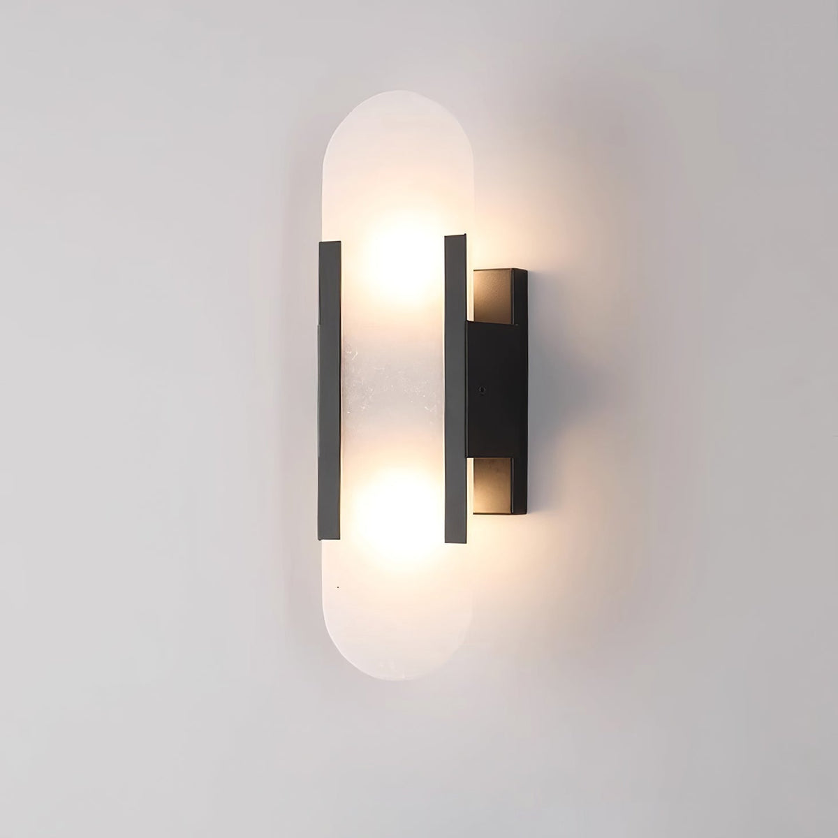 Alvora | Oblong Alabaster Wall Sconce with Brass Accents | Warm Diffused Glow for Foyers