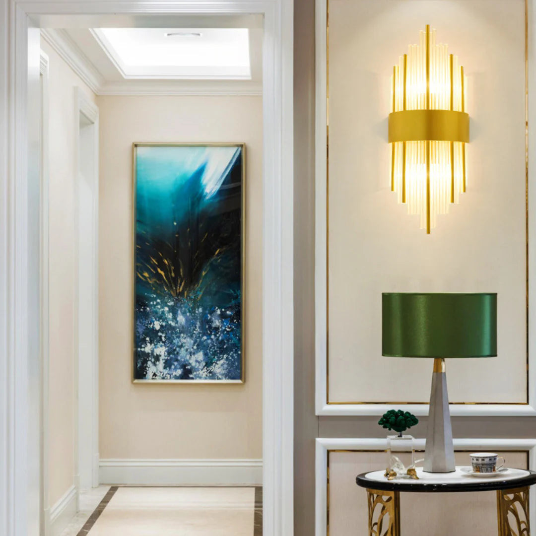 Lámpara de pared Melanie de cristal cilíndrico