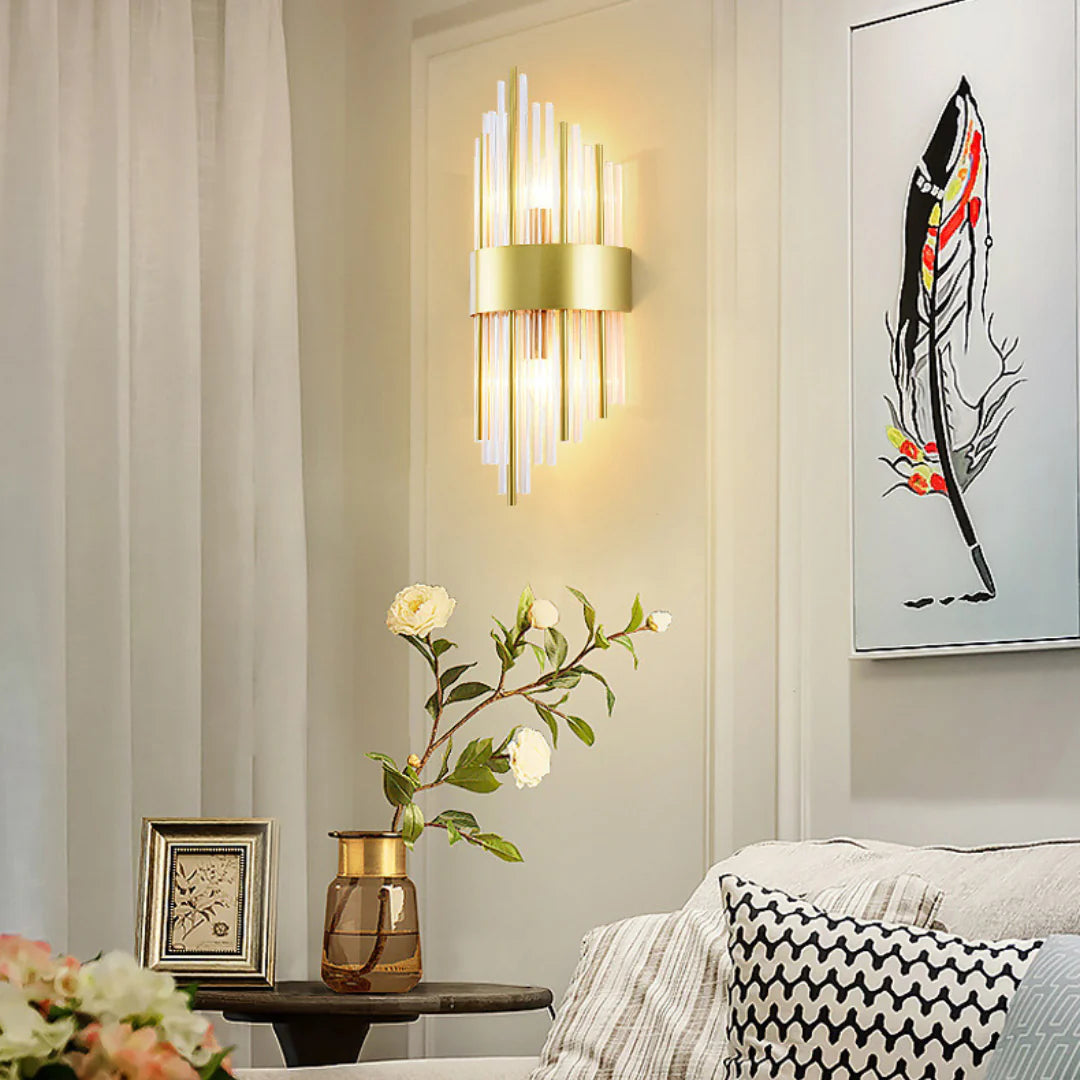 Lámpara de pared Melanie de cristal cilíndrico