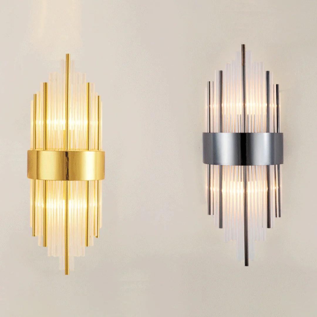 Lámpara de pared Melanie de cristal cilíndrico