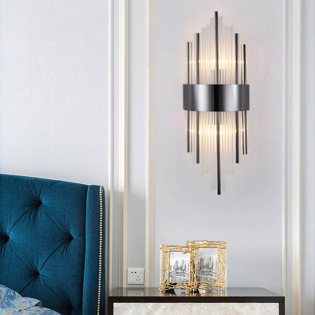 Lámpara de pared Melanie de cristal cilíndrico