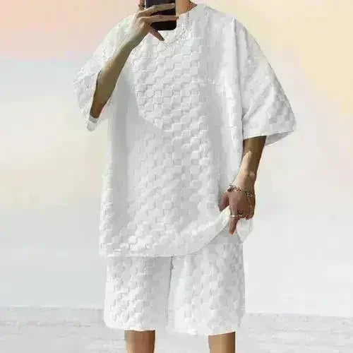 Men Leisure Oversized Two-piece shorts Set