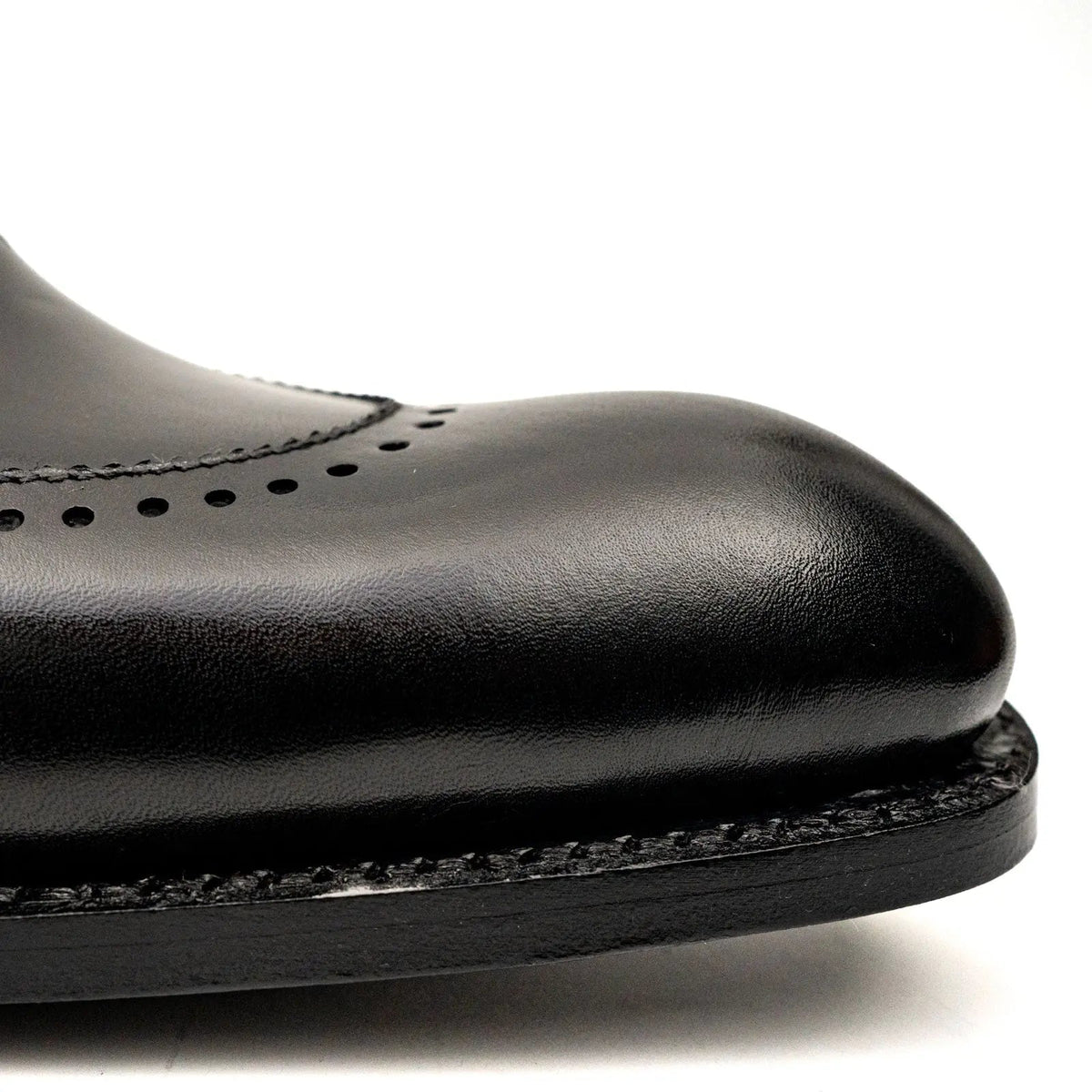 Black Wingtip Cow Leather Oxford Shoes