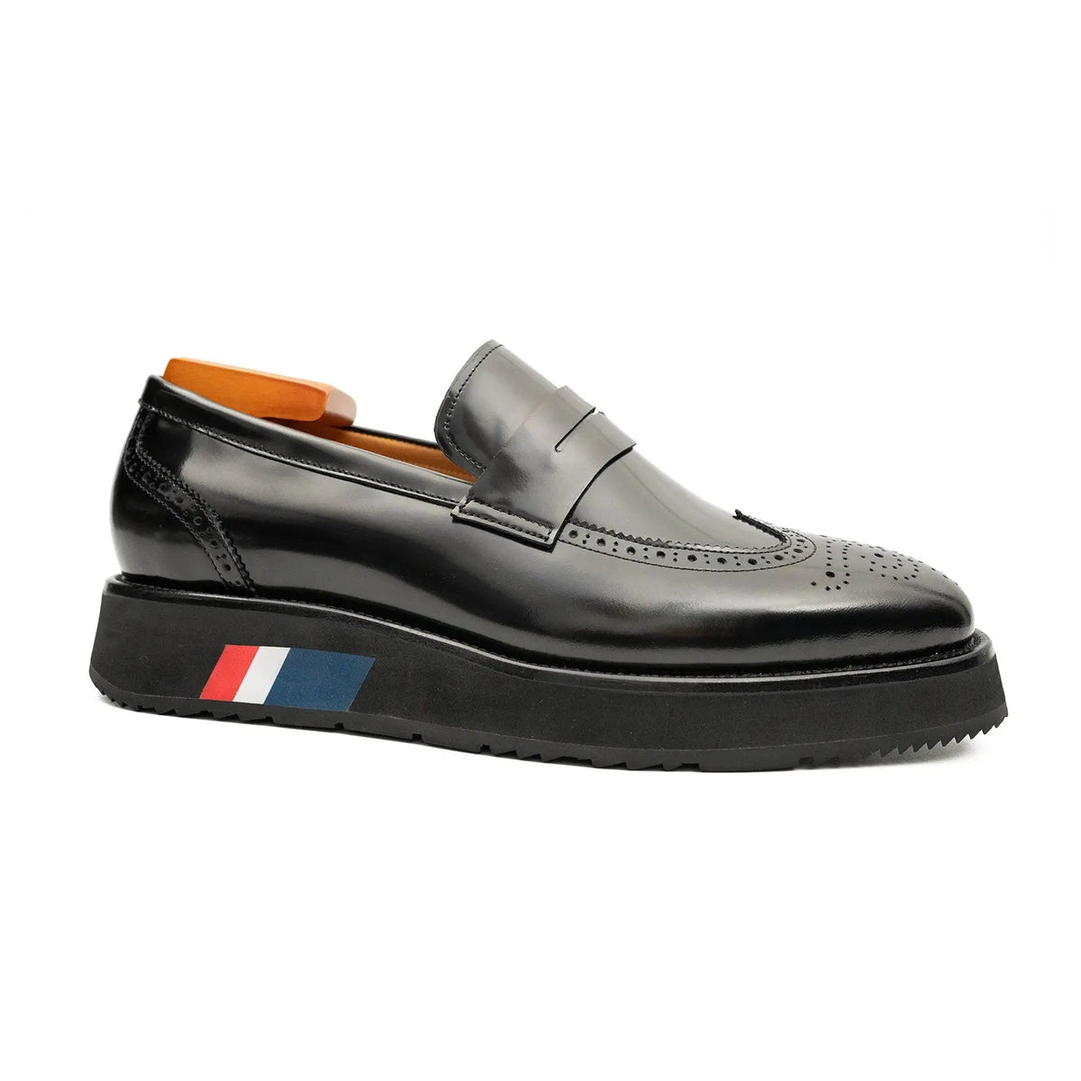 Black Platform Calf Leather Loafers