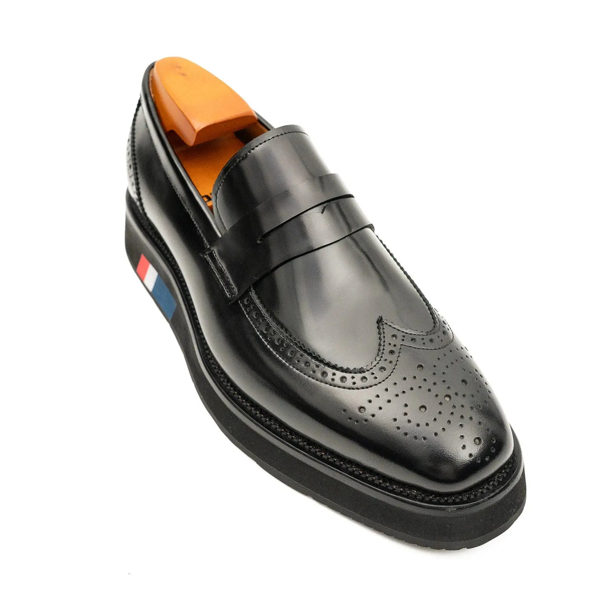 Black Platform Calf Leather Loafers