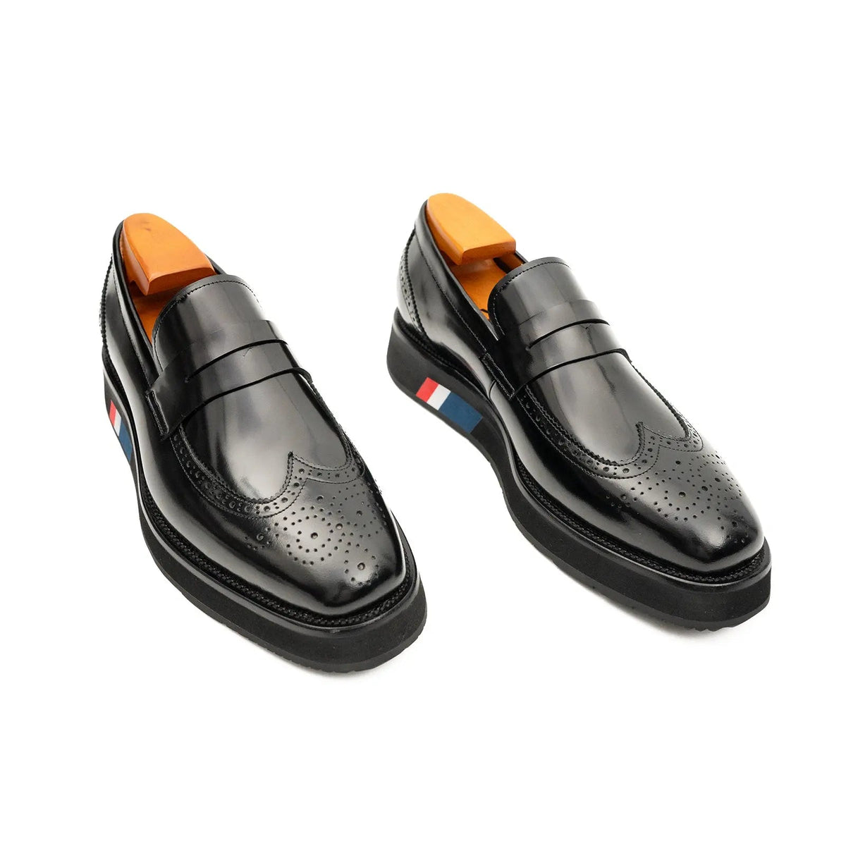 Black Platform Calf Leather Loafers