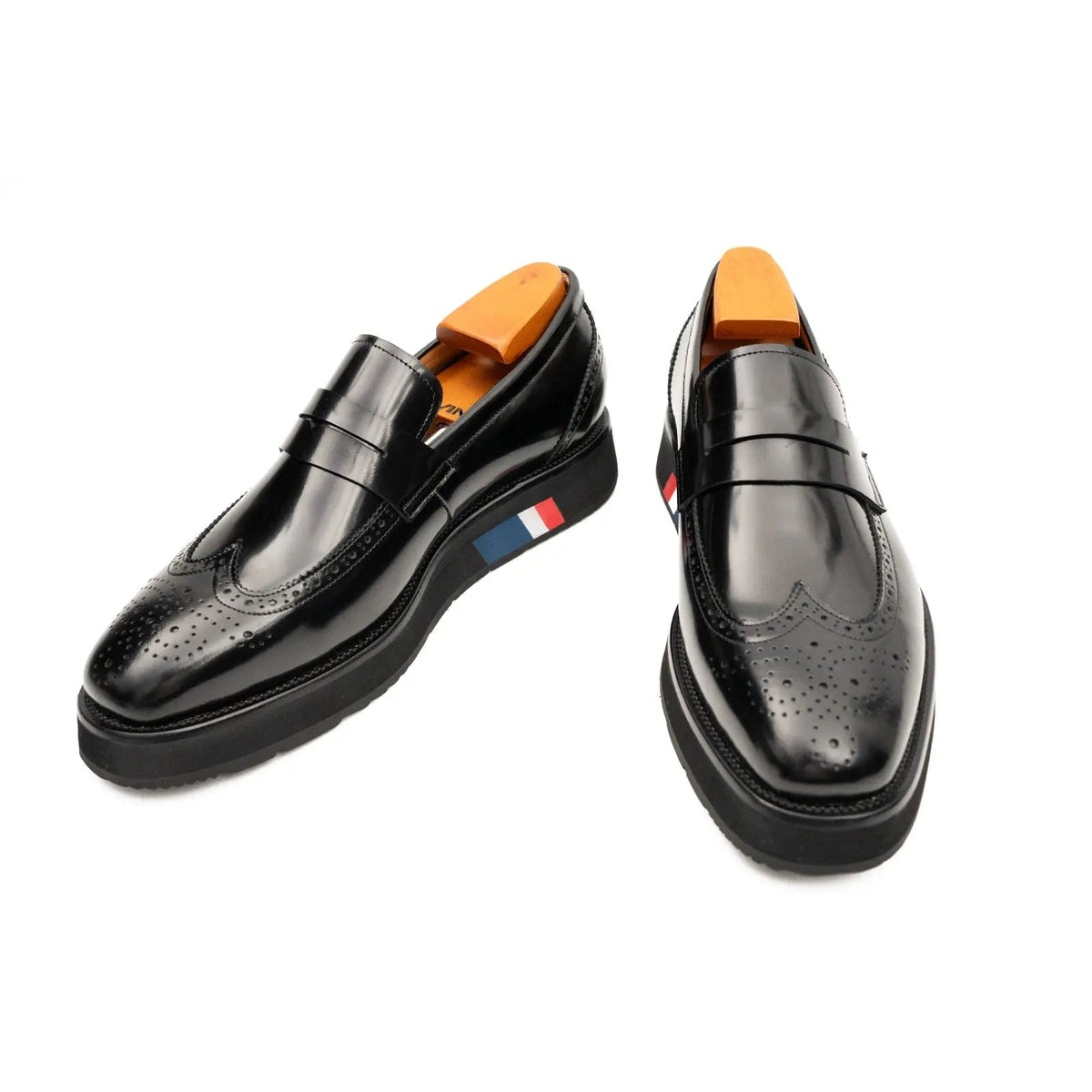 Black Platform Calf Leather Loafers